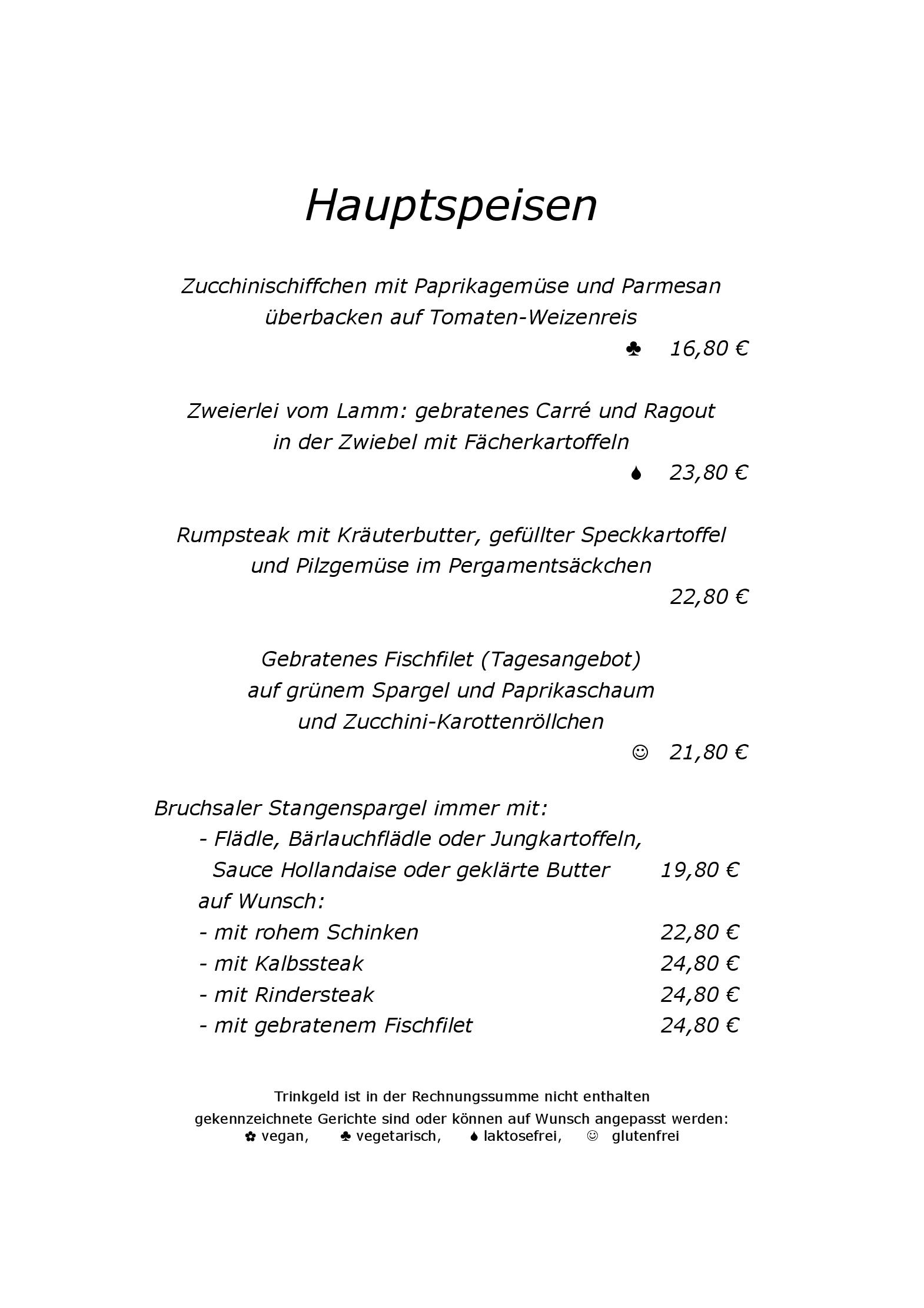 Speisekarte