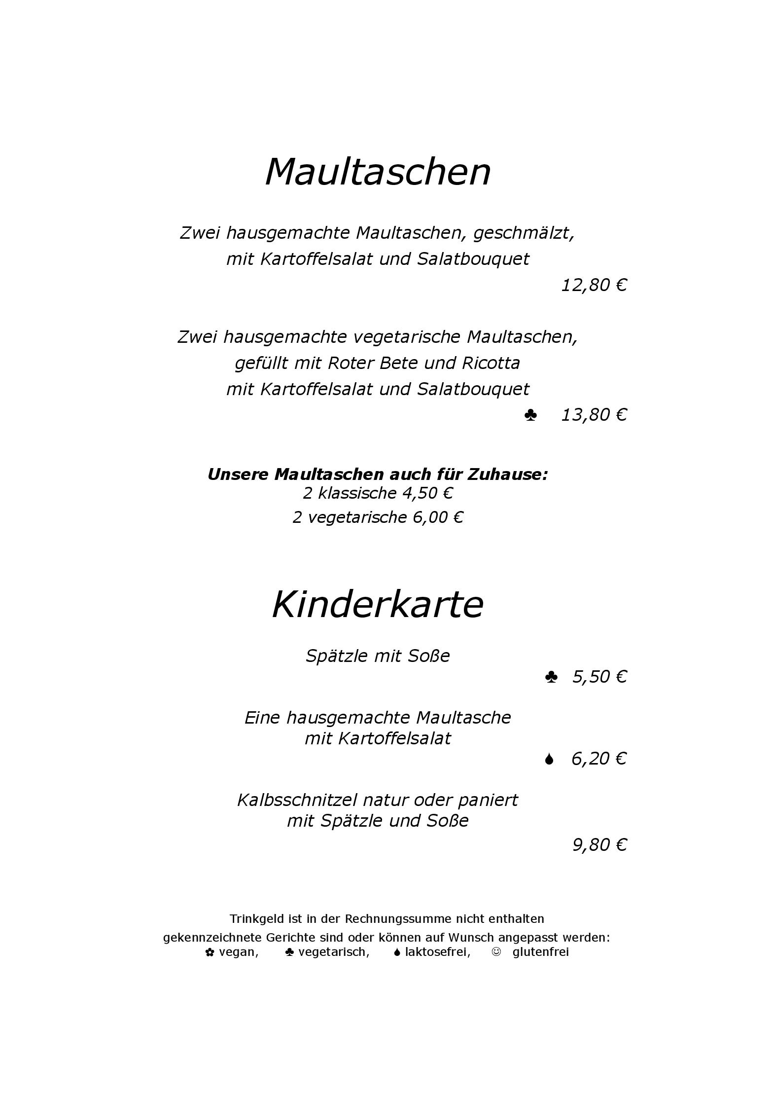 Speisekarte