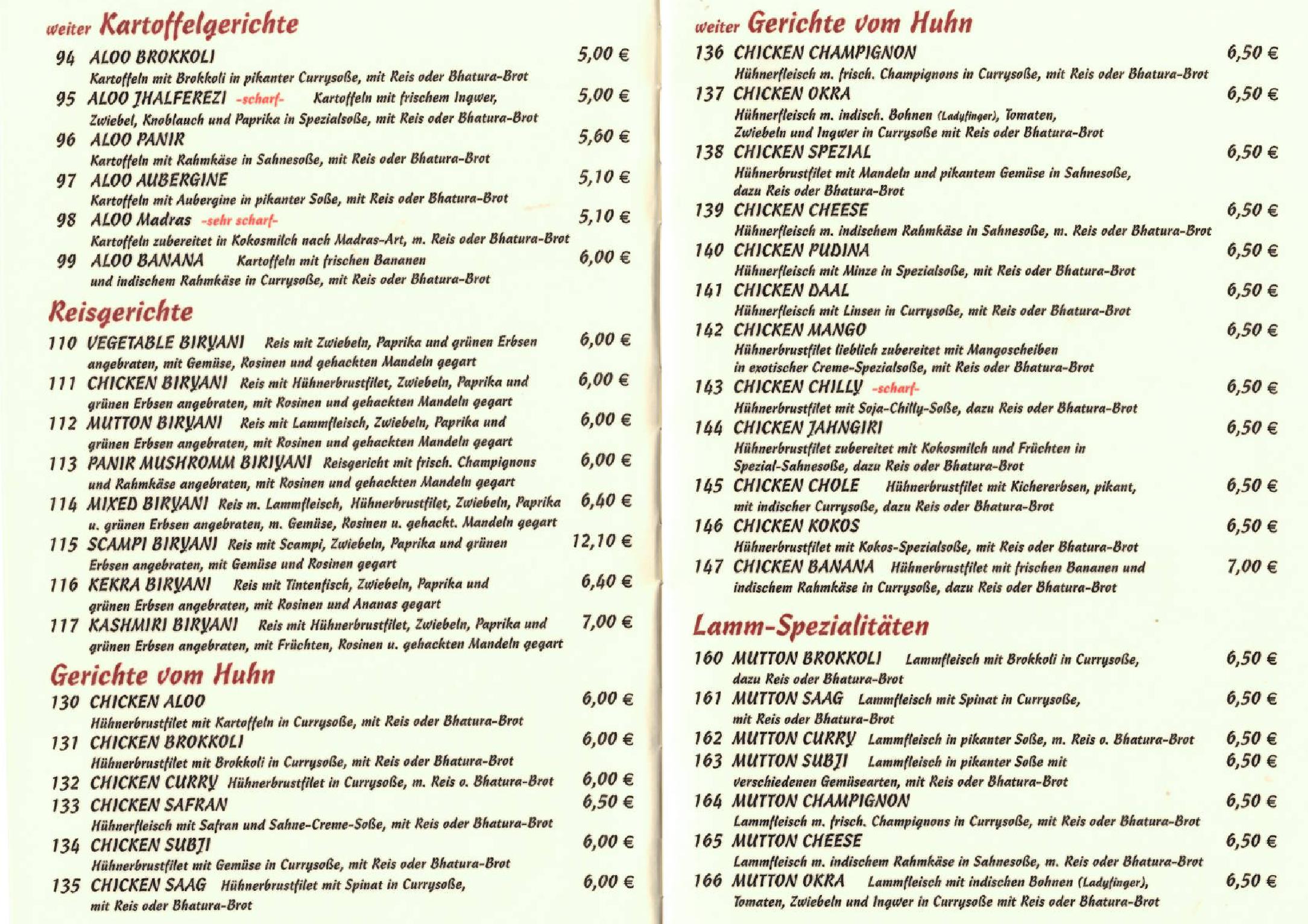 Speisekarte