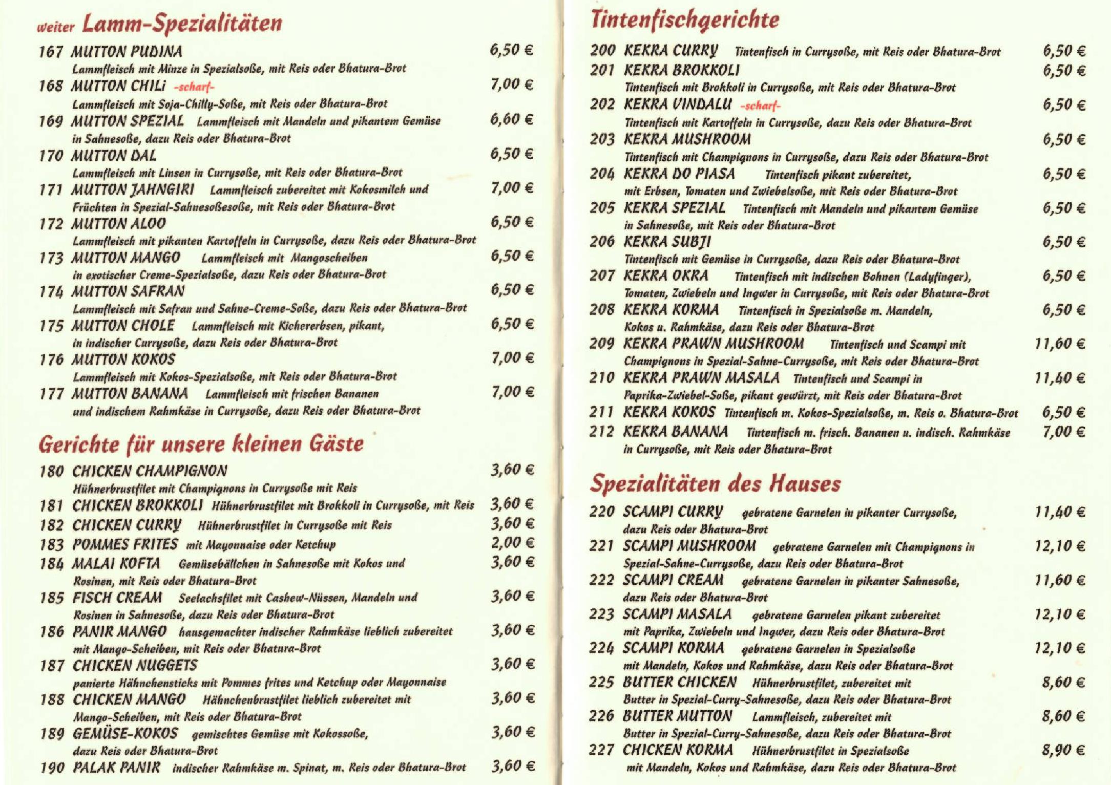 Speisekarte