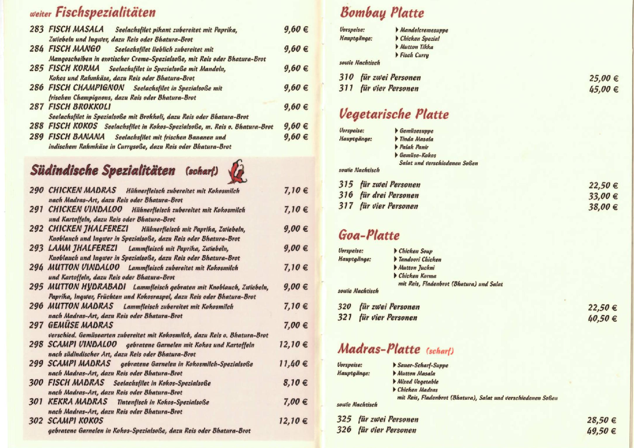 Speisekarte