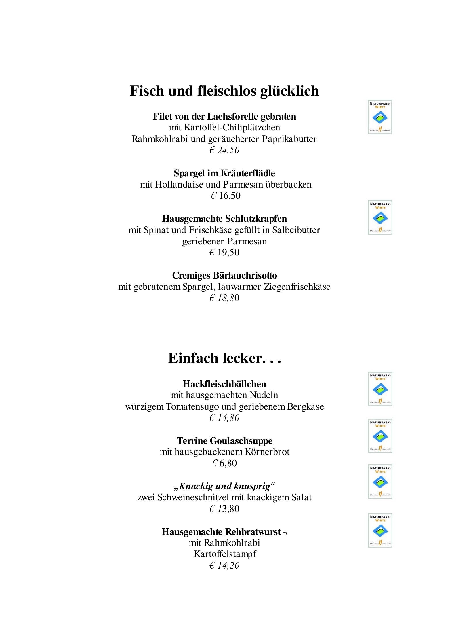 Speisekarte