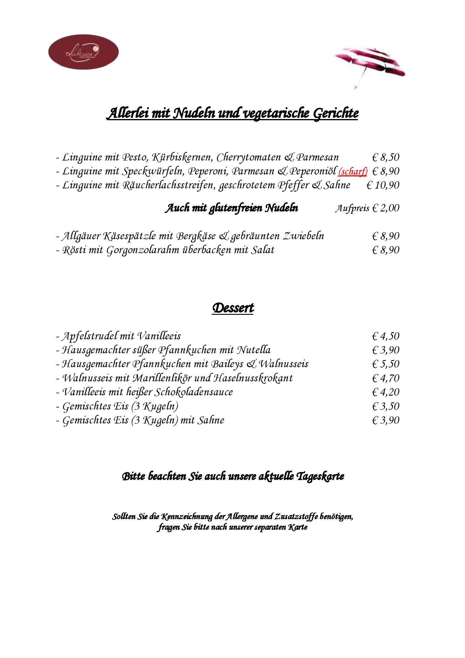 Speisekarte