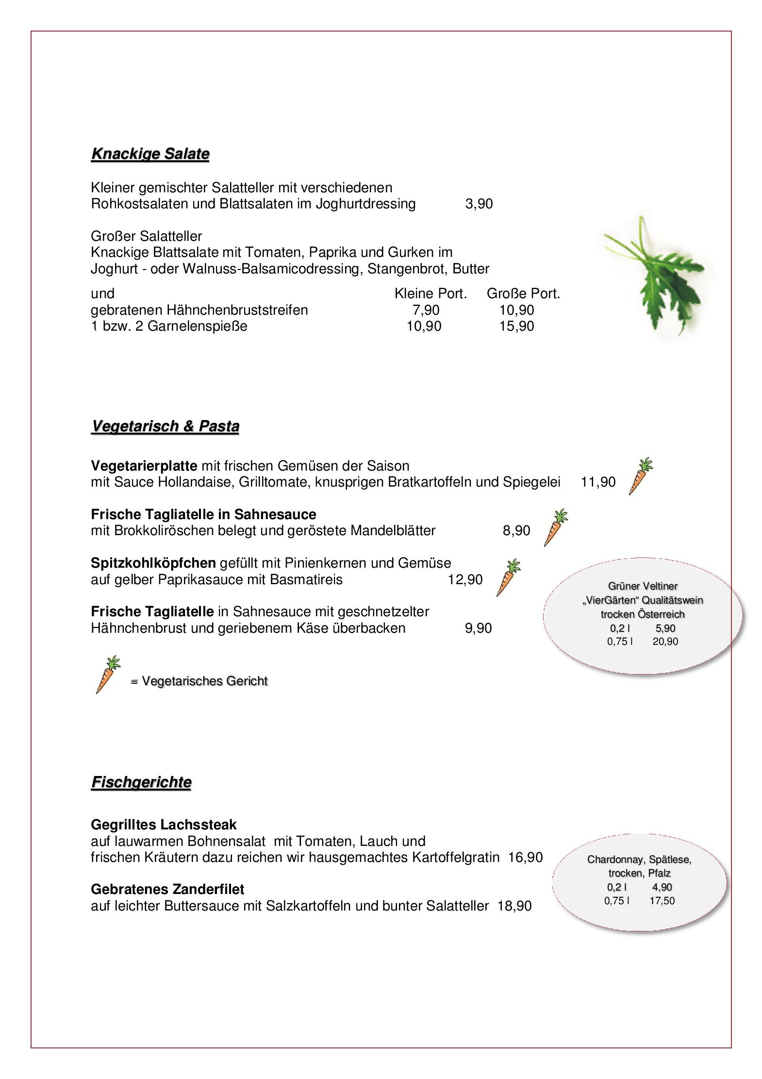 Speisekarte