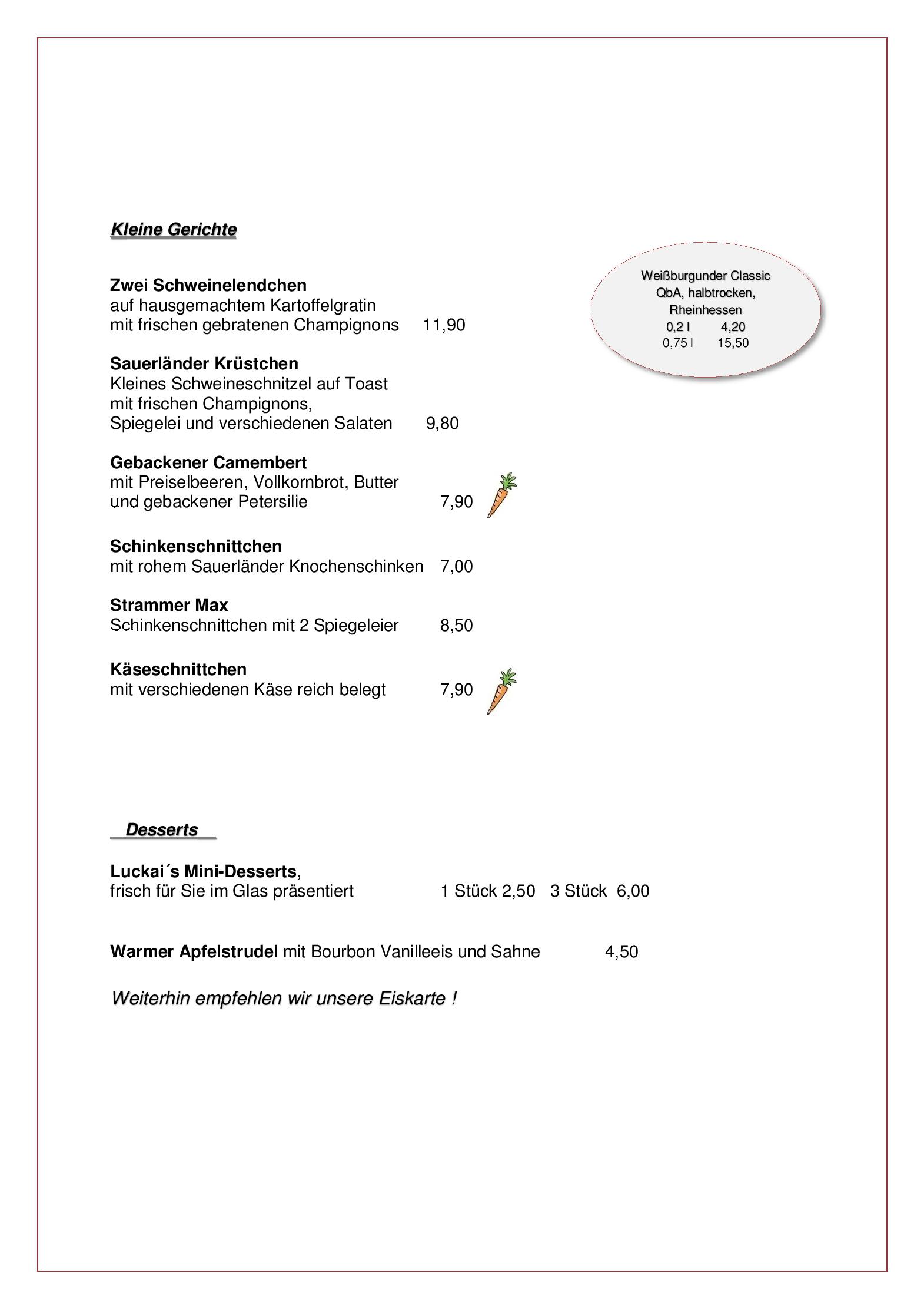 Speisekarte
