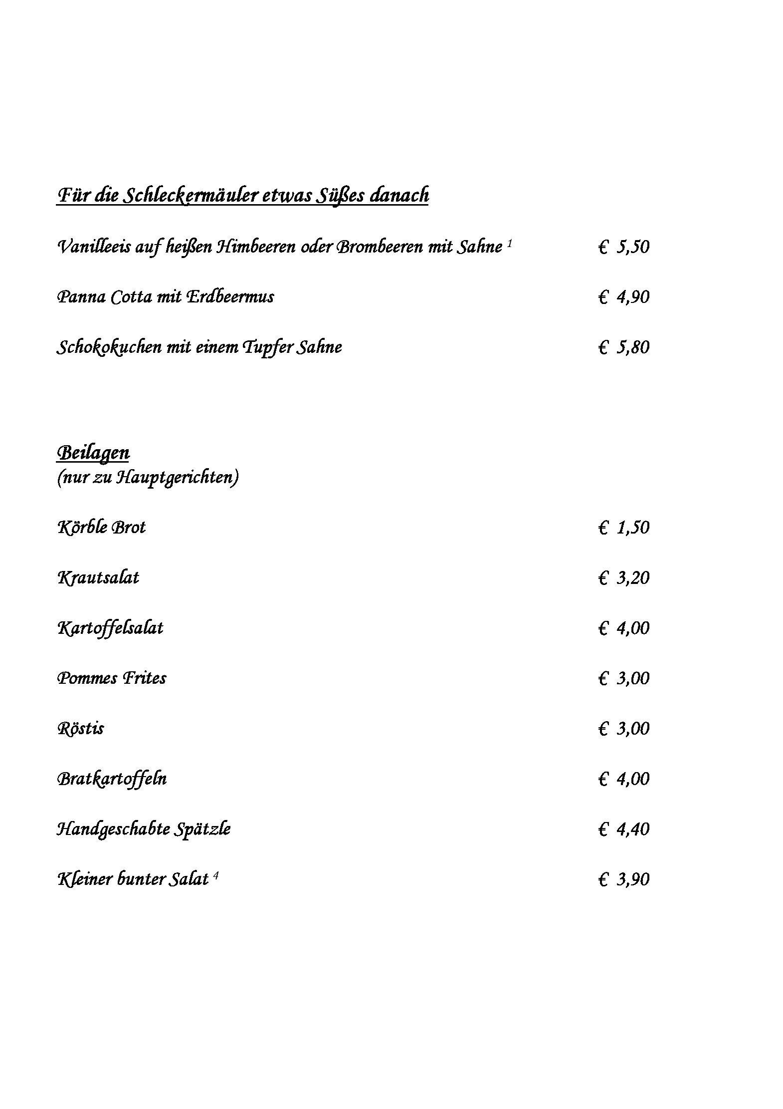 Speisekarte