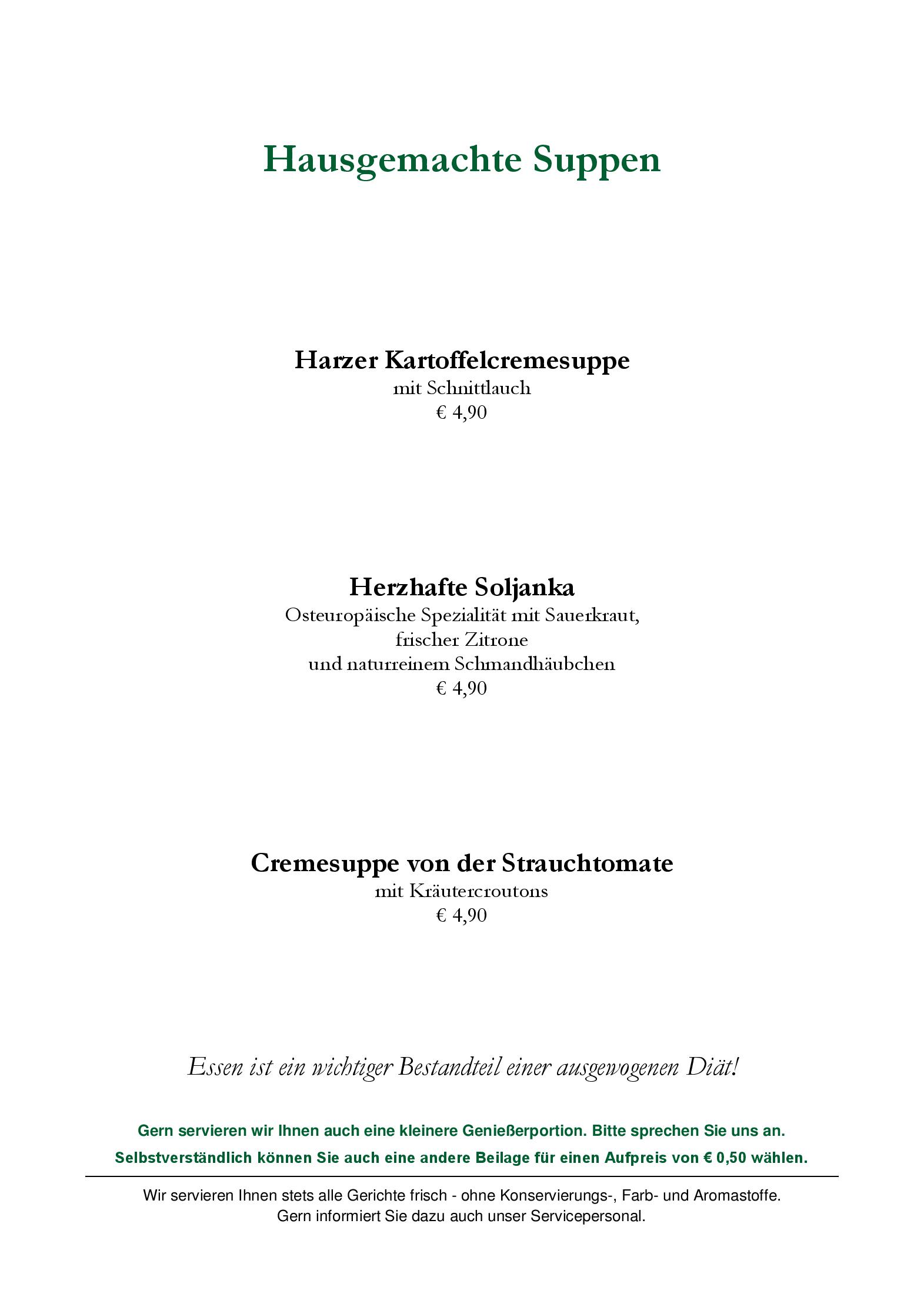 Speisekarte