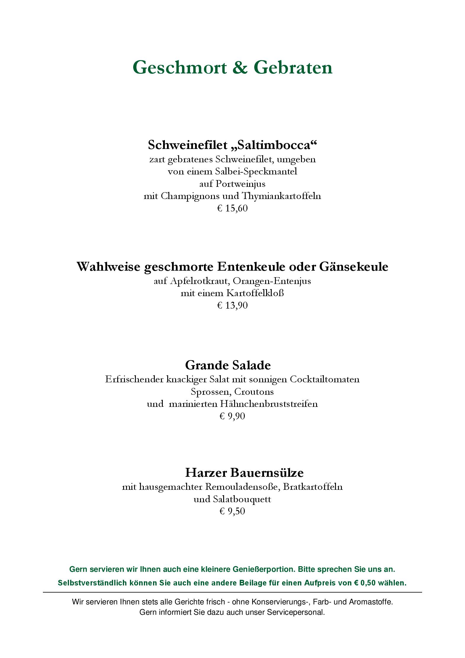 Speisekarte