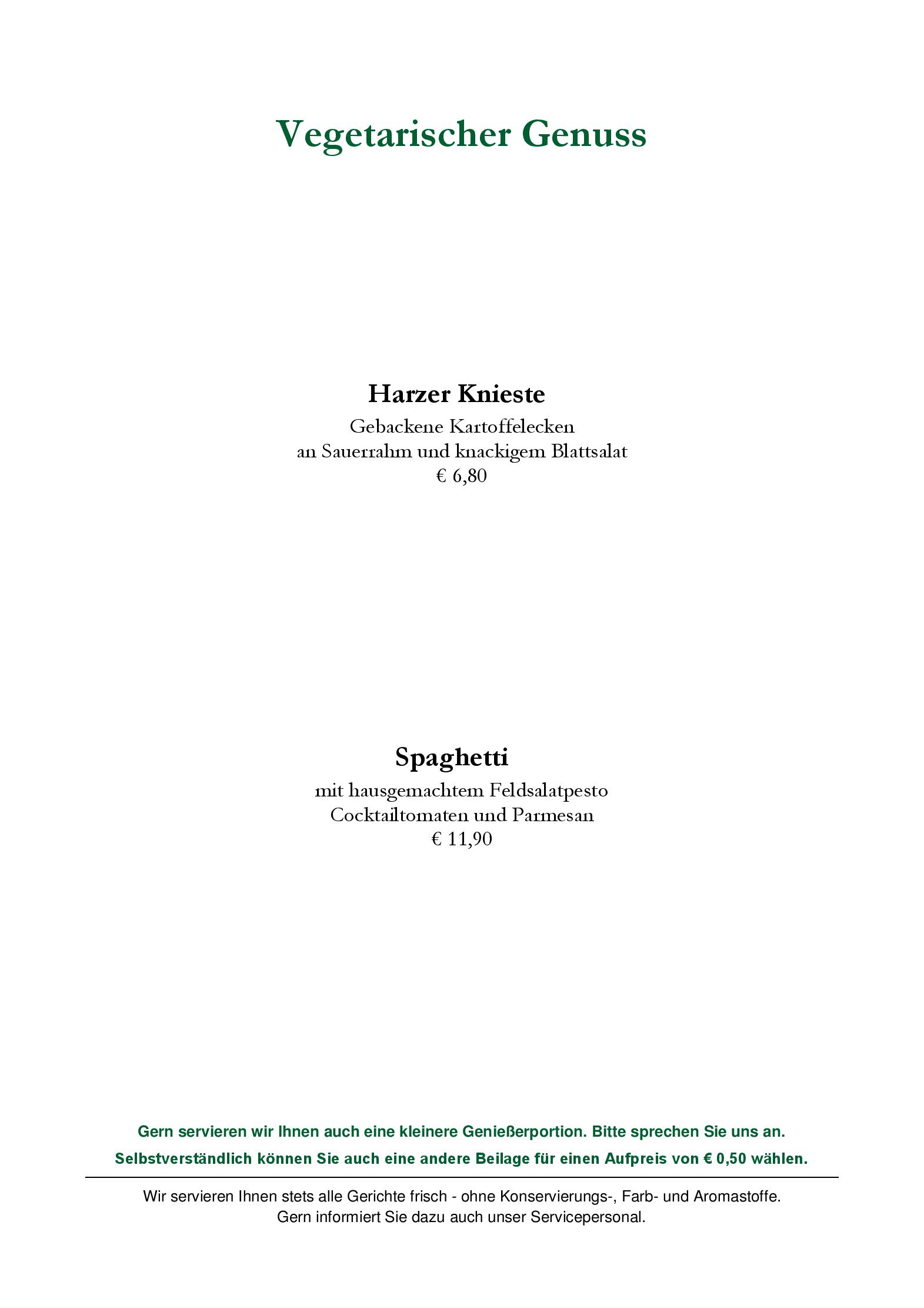 Speisekarte