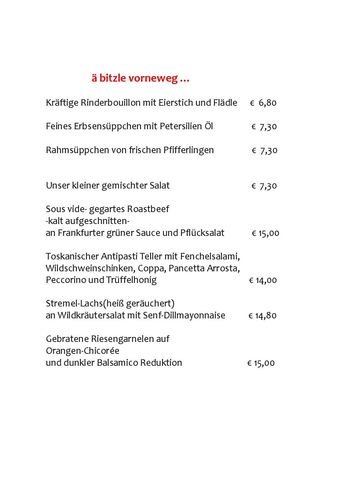 Speisekarte