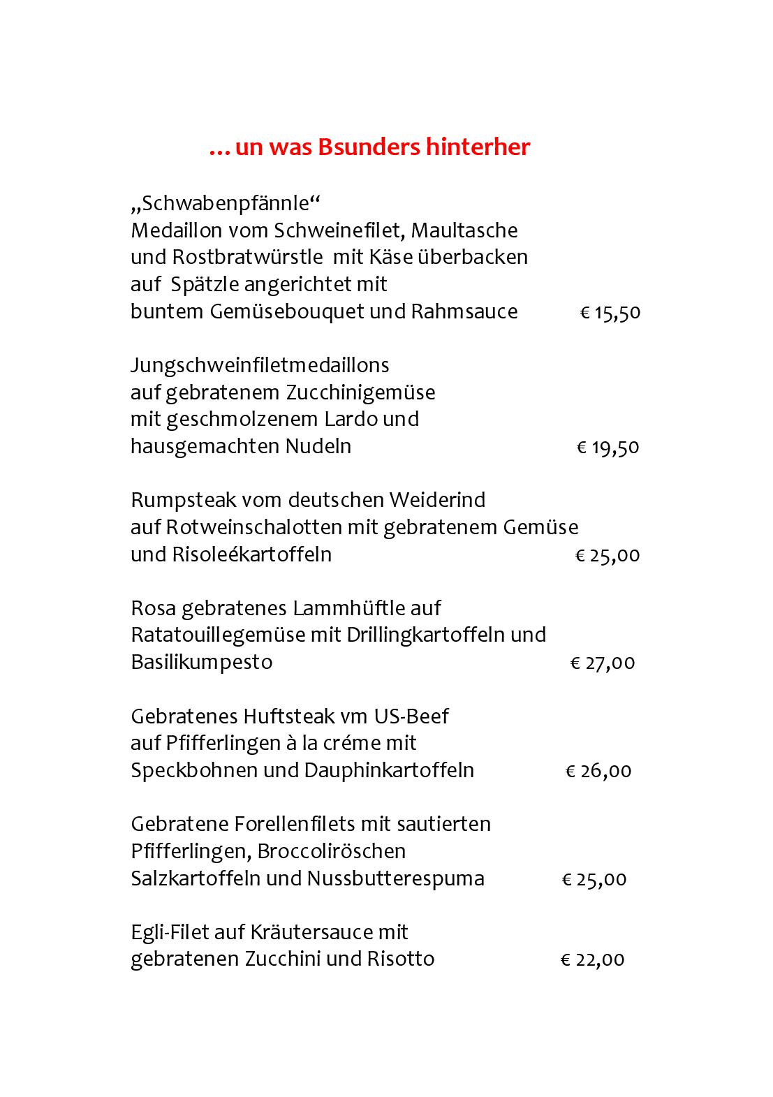 Speisekarte
