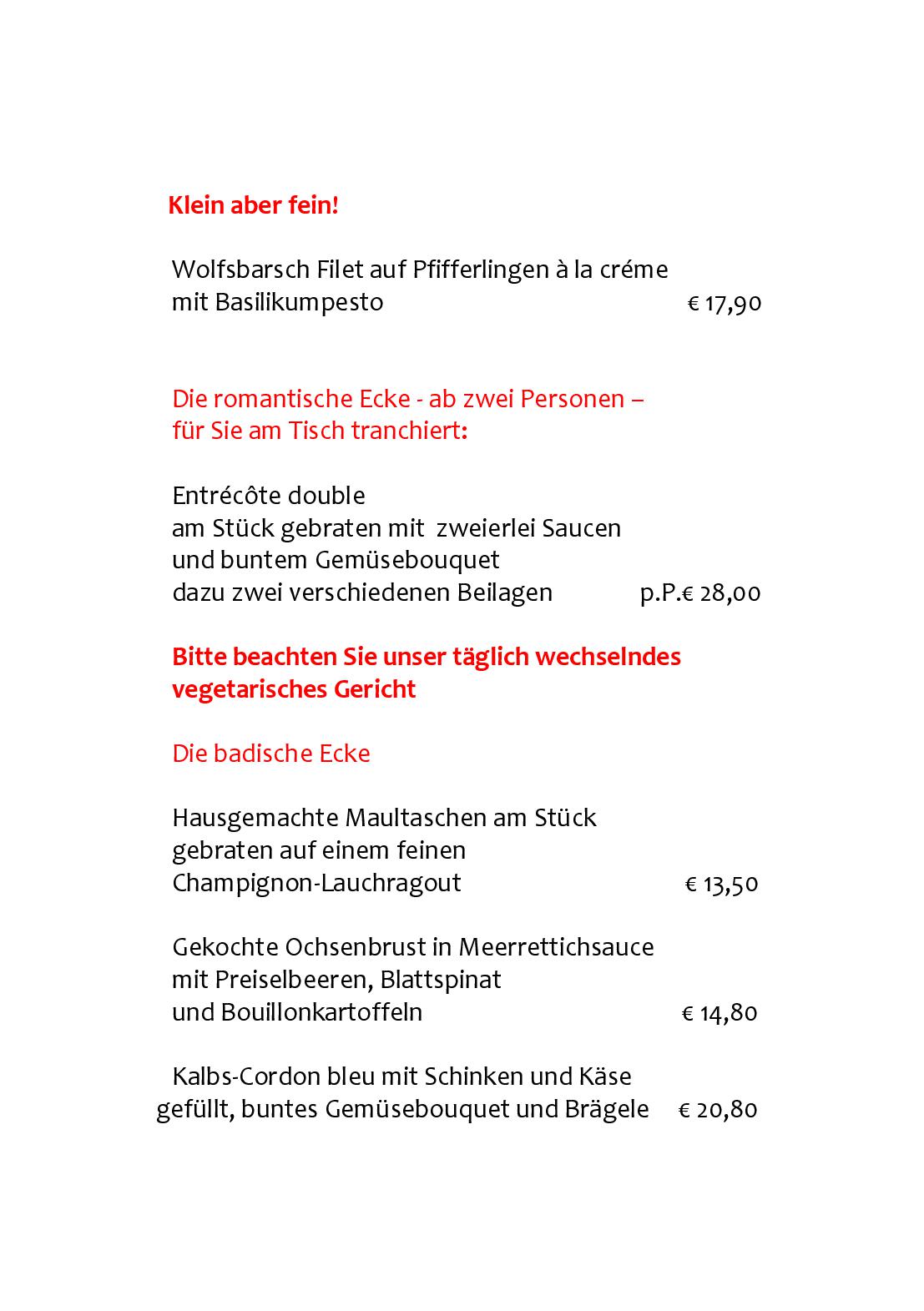 Speisekarte