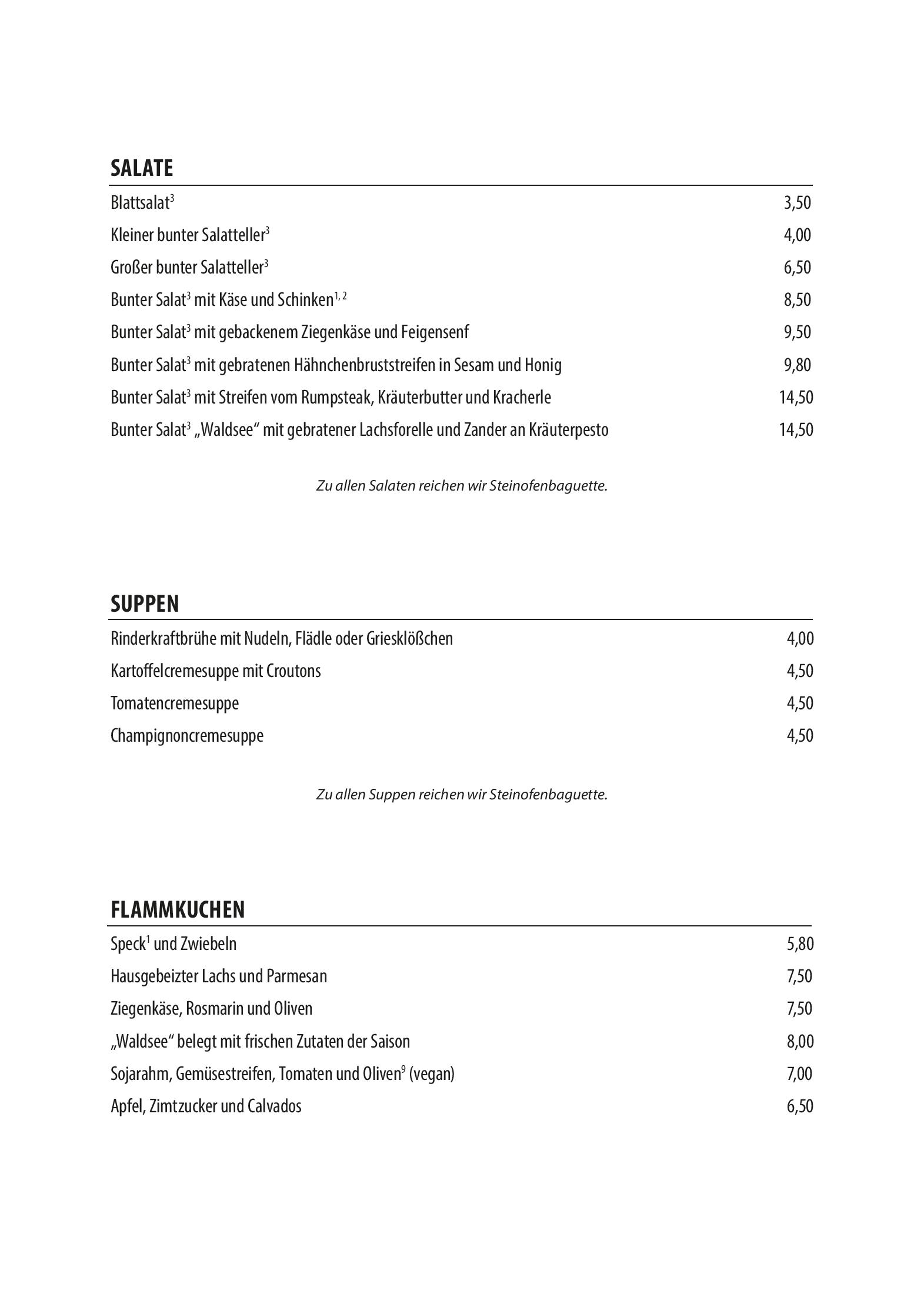 Speisekarte
