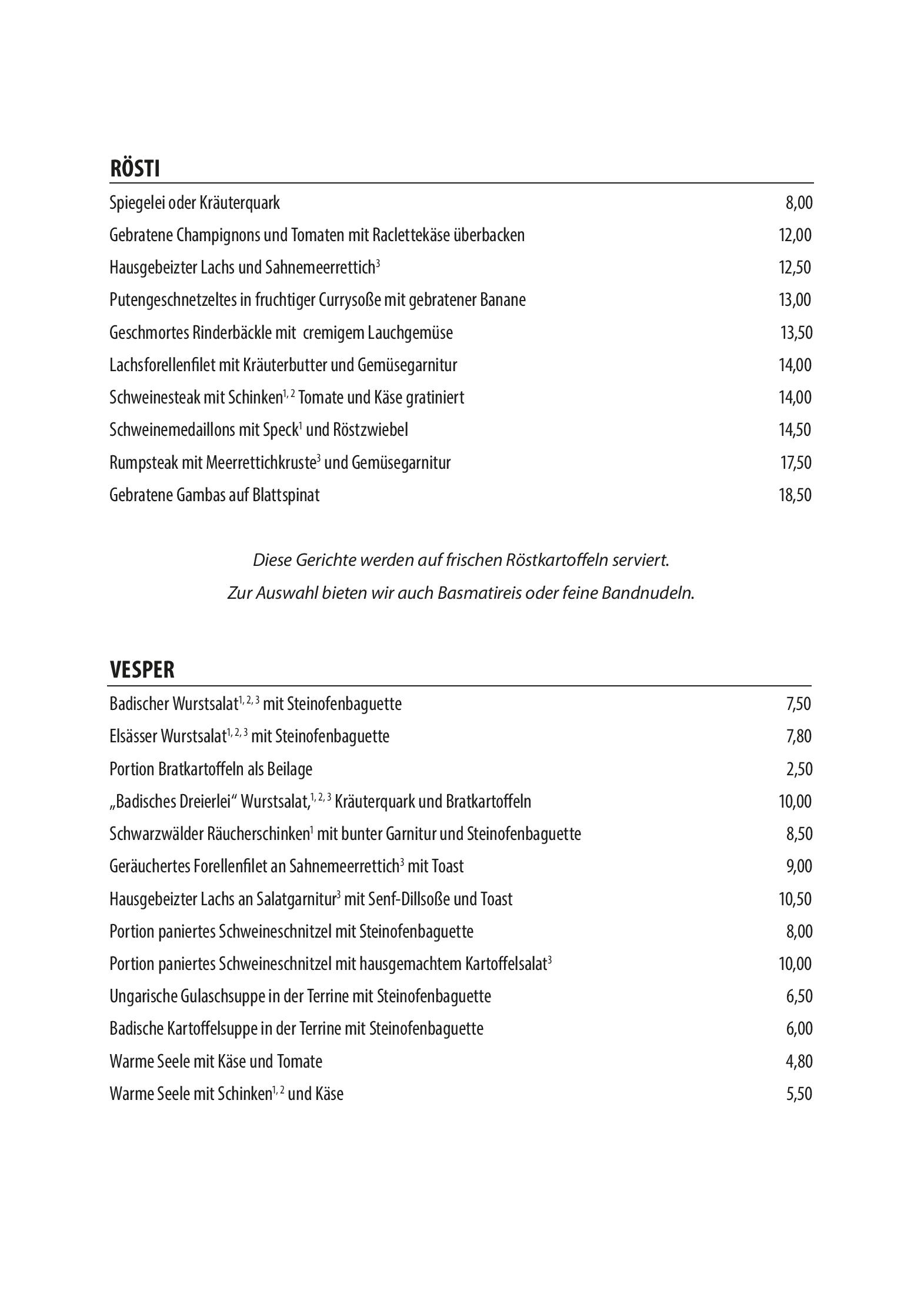 Speisekarte