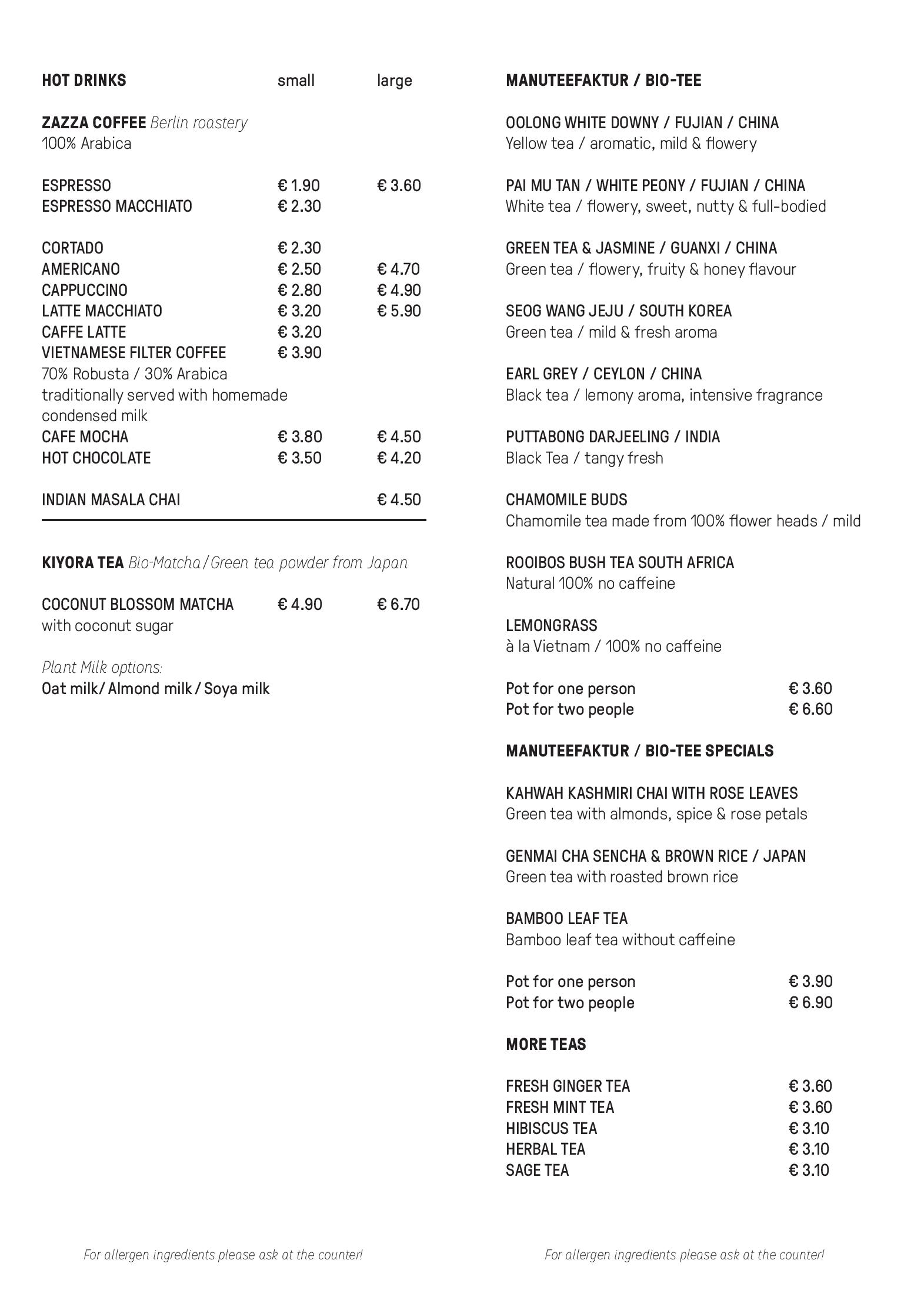 Speisekarte