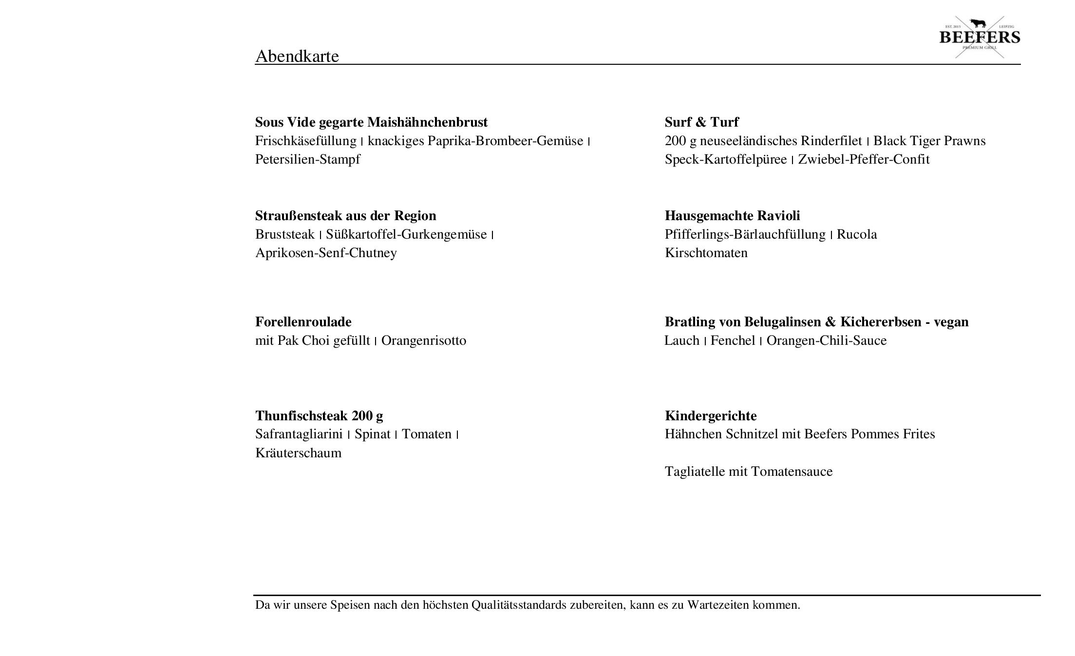 Speisekarte