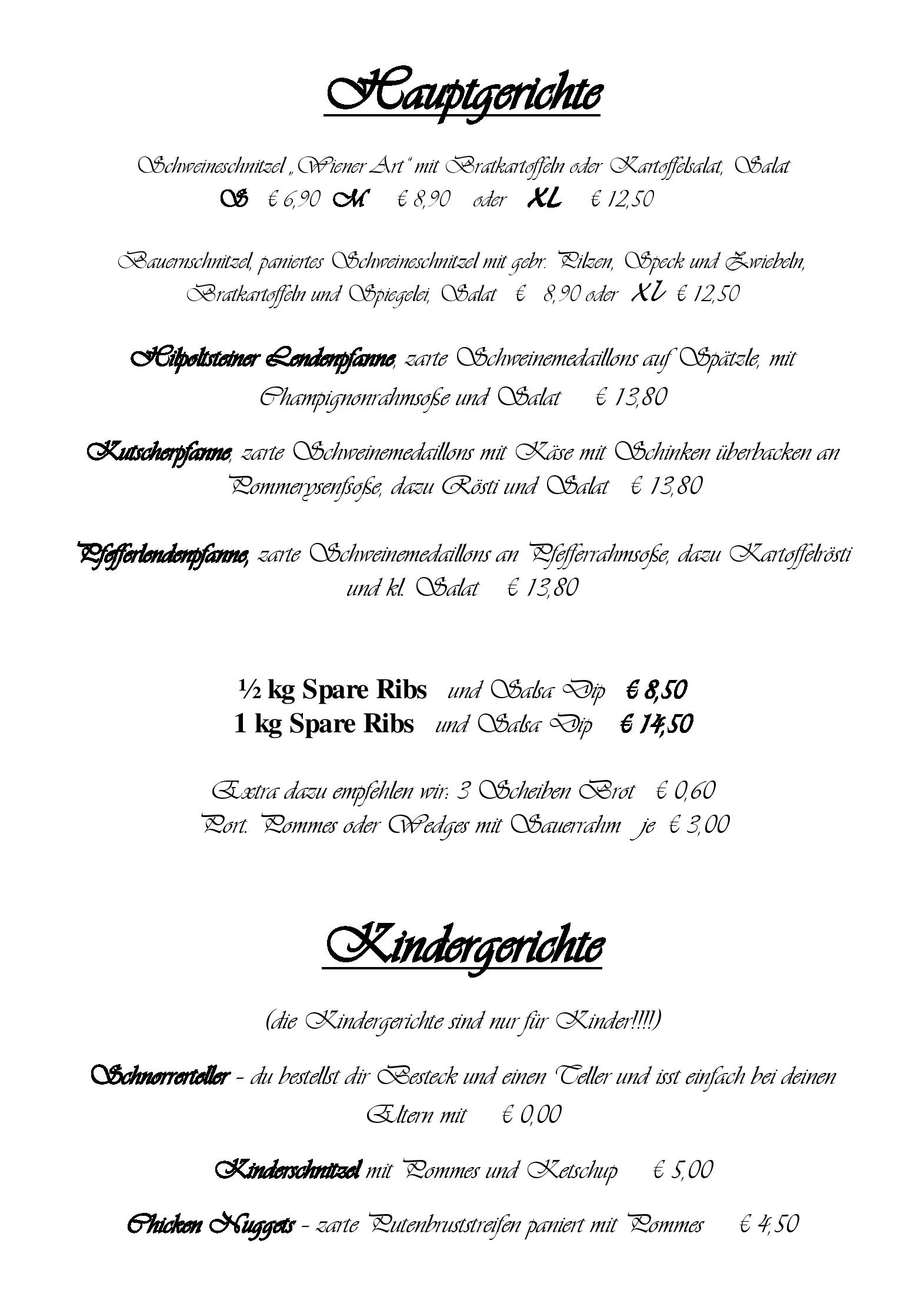Speisekarte