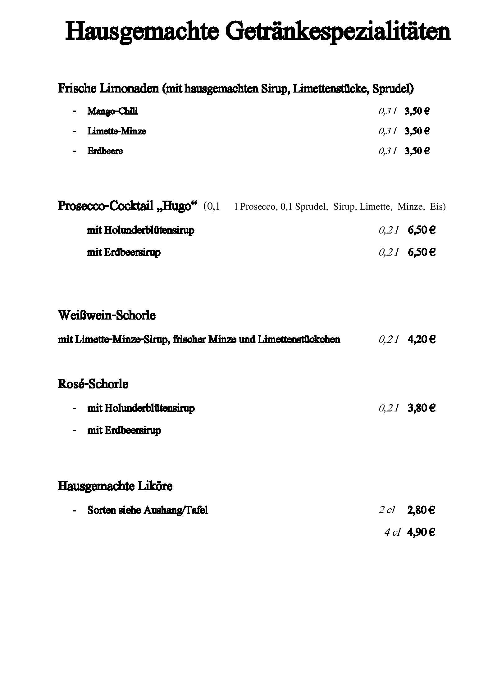 Speisekarte