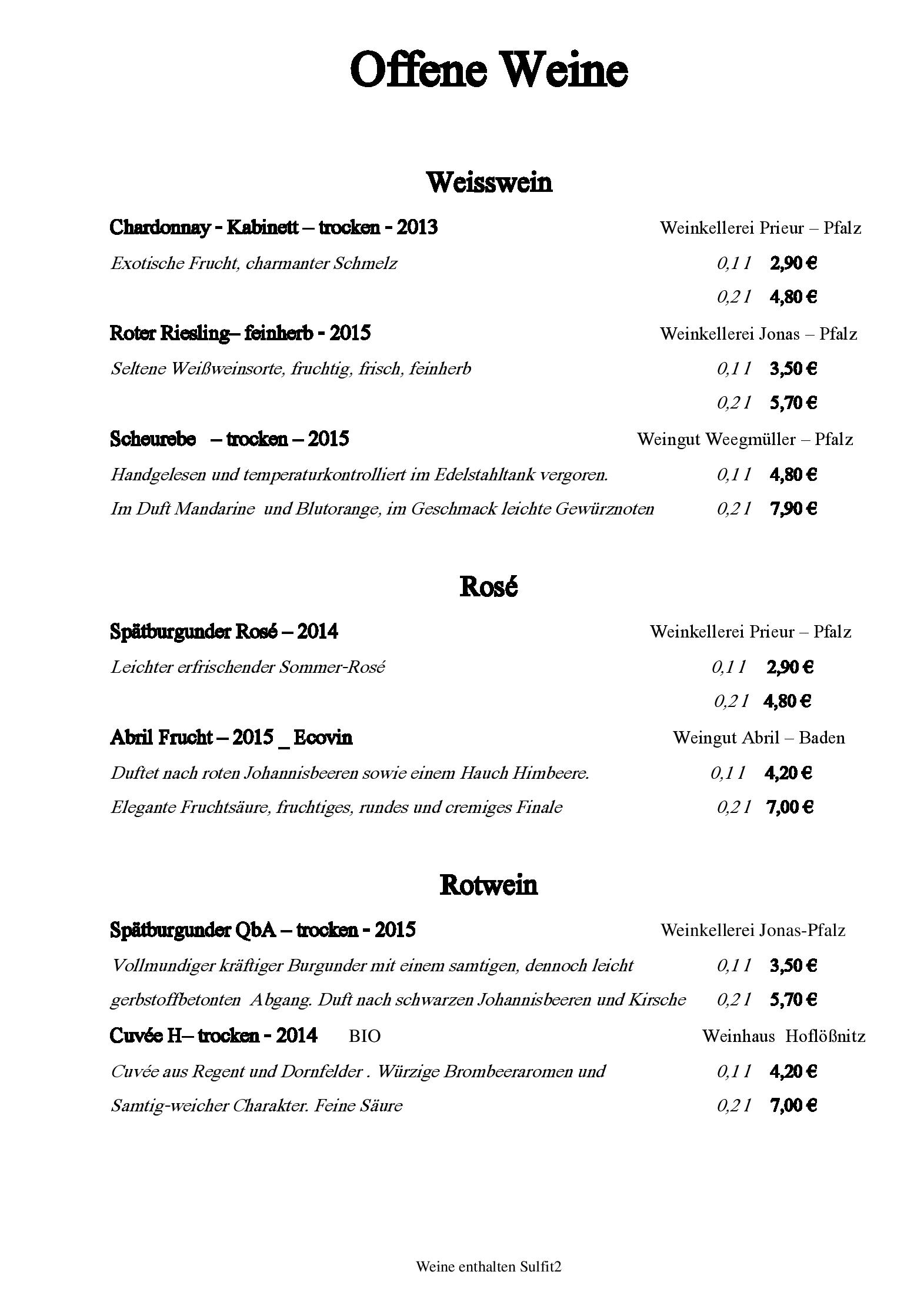 Speisekarte