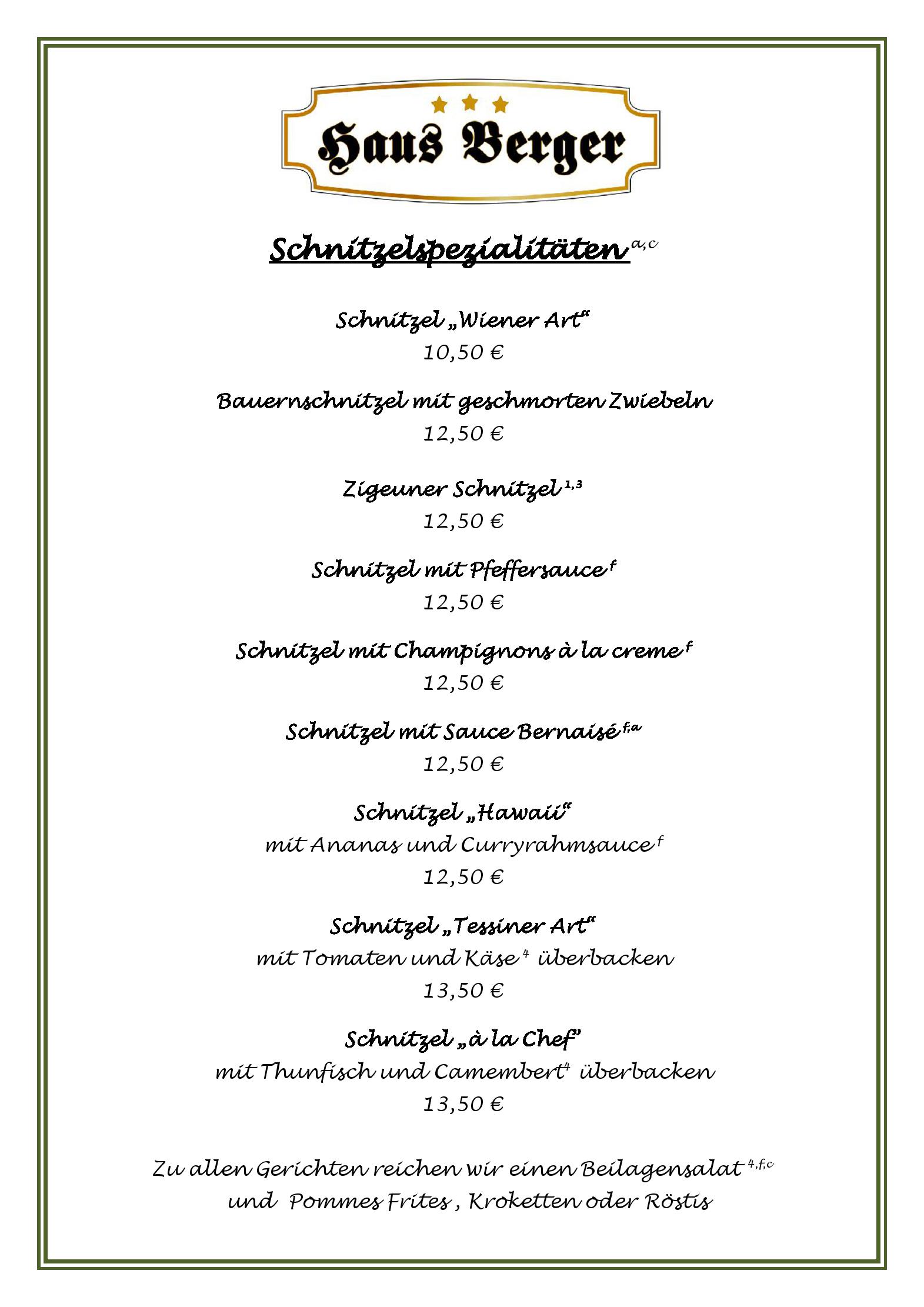 Speisekarte