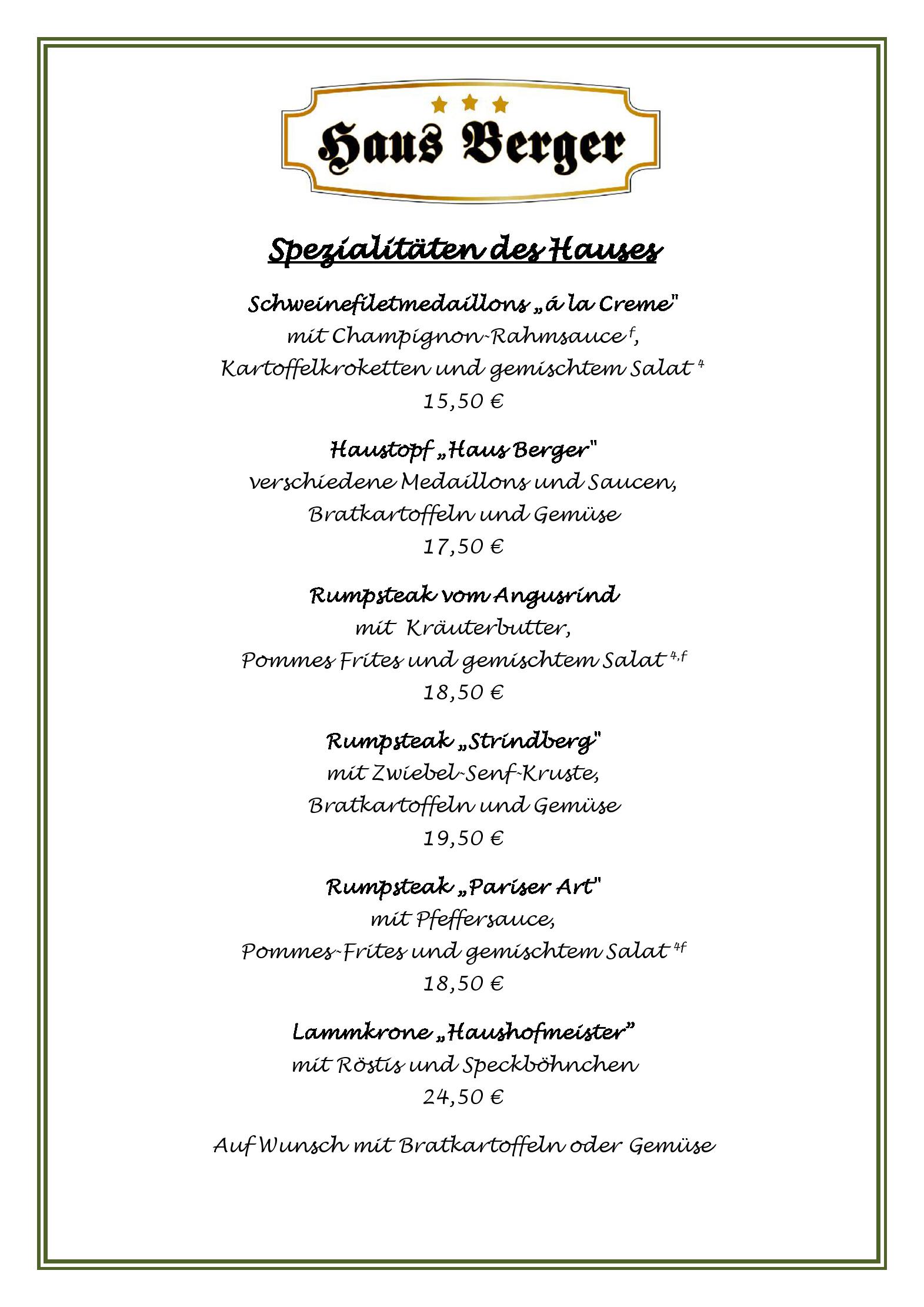 Speisekarte