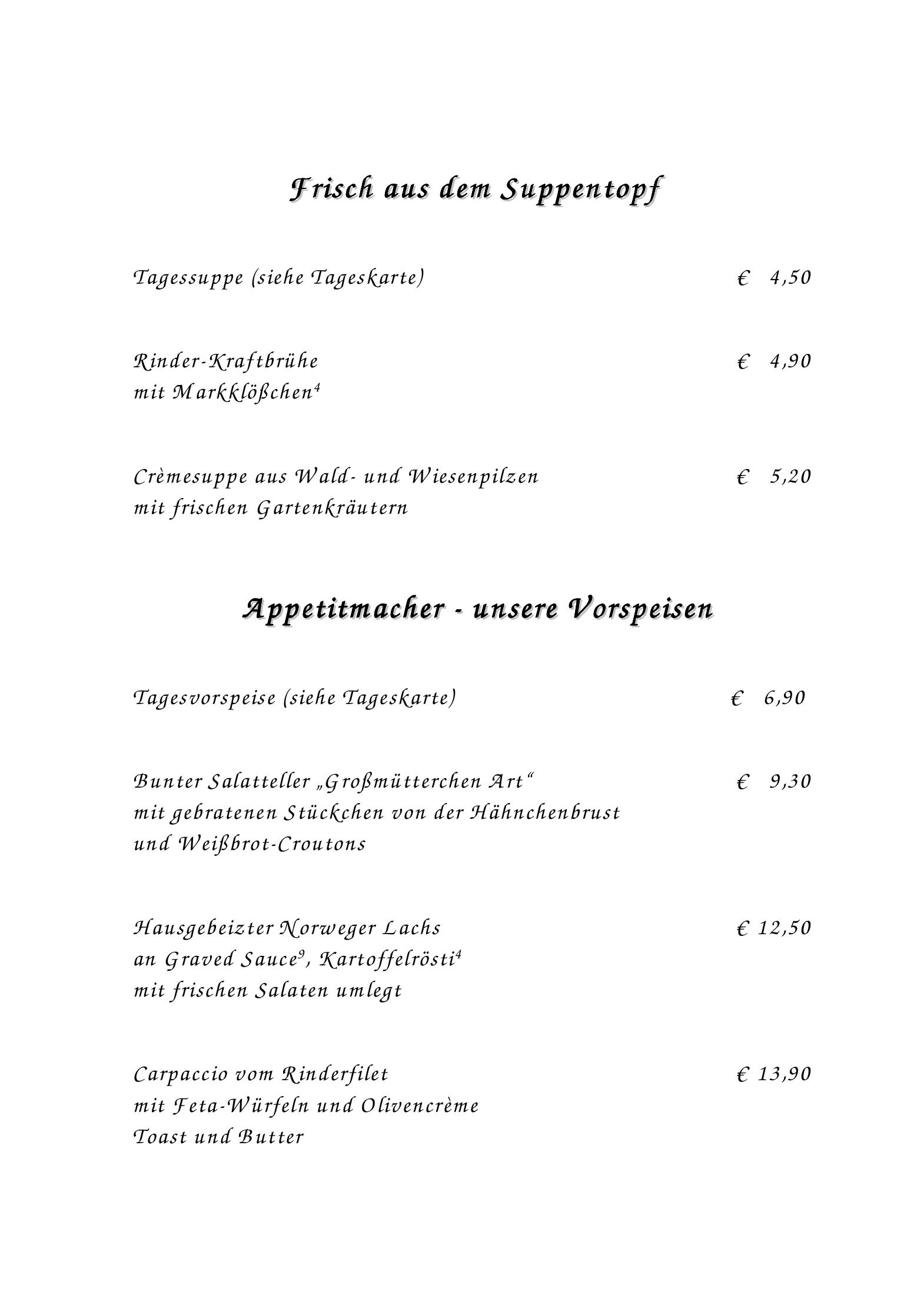 Speisekarte