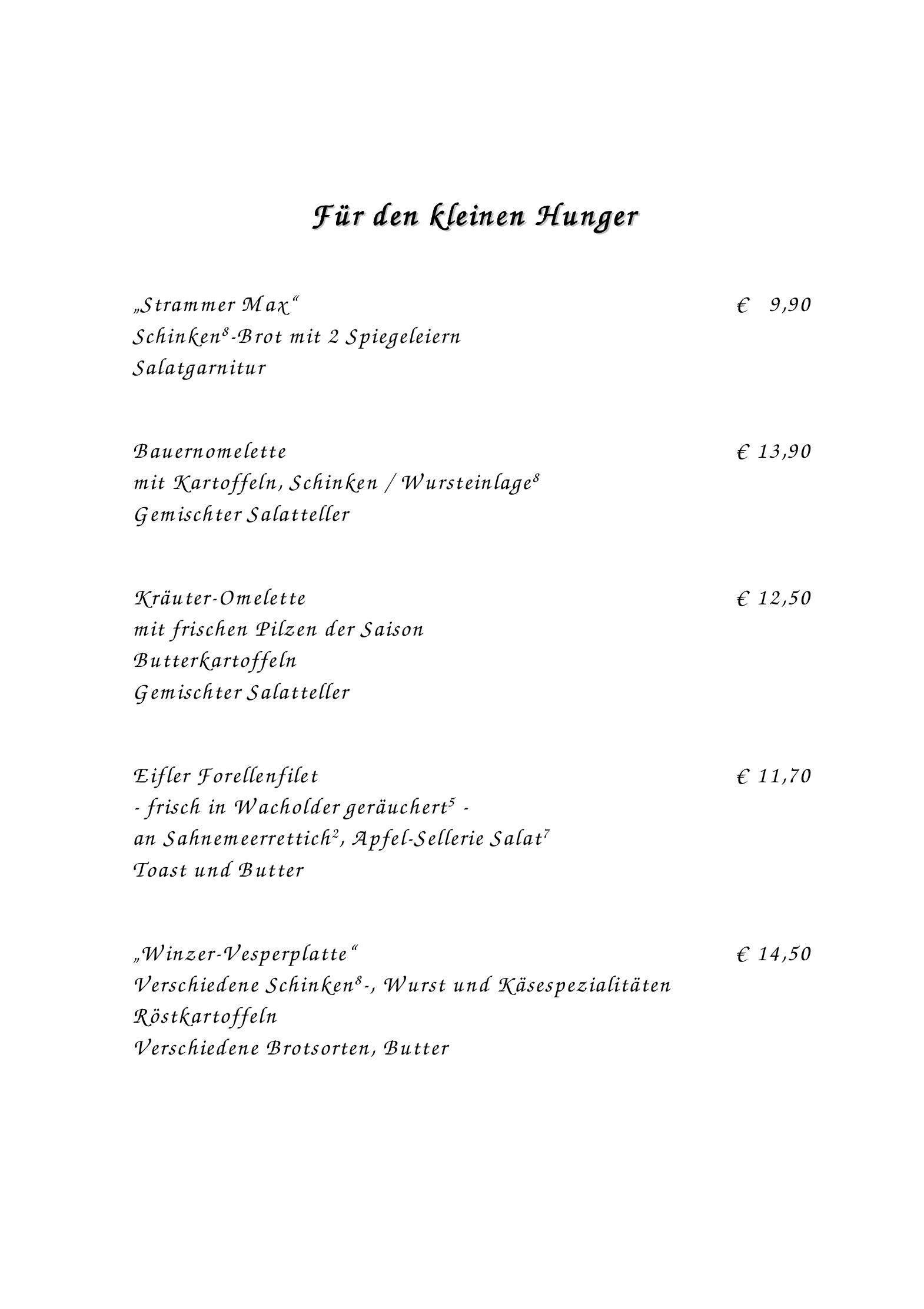 Speisekarte