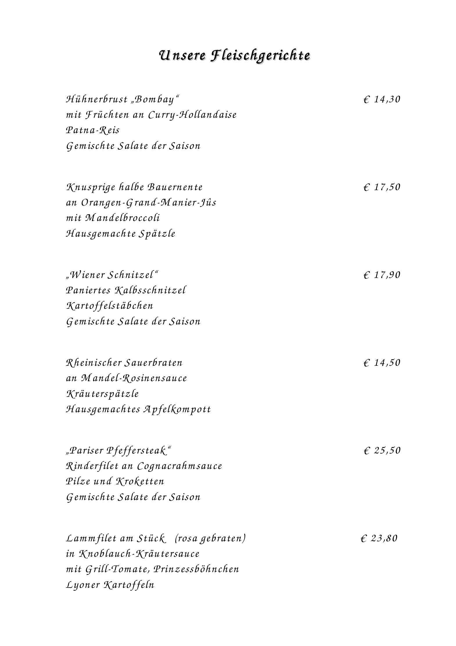 Speisekarte