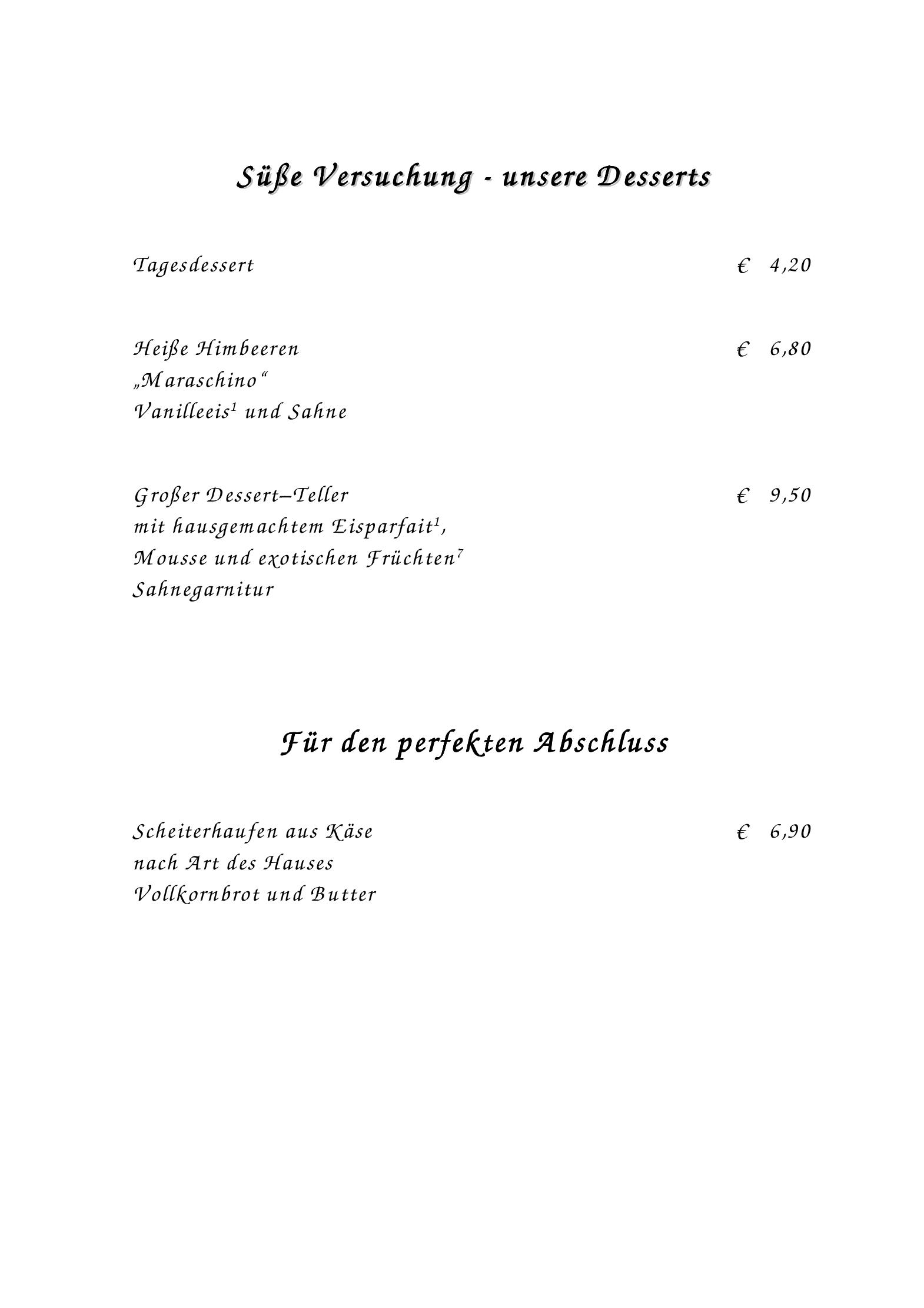 Speisekarte