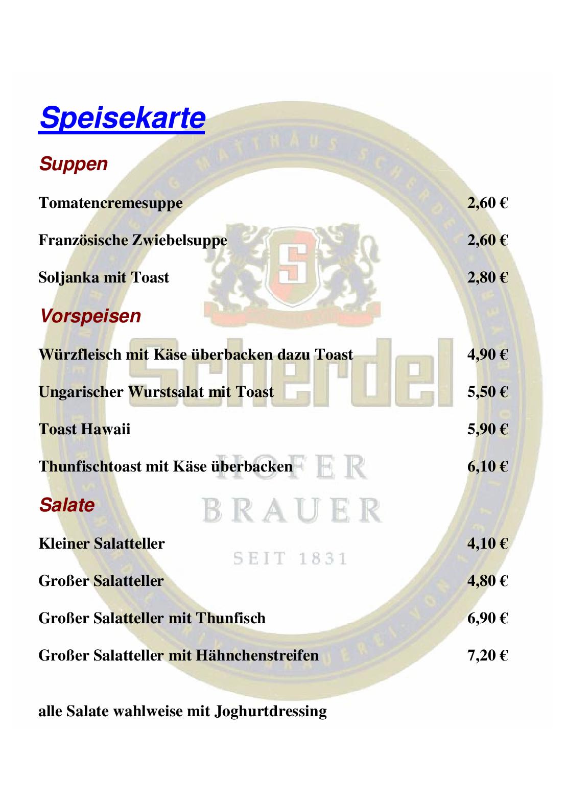 Speisekarte