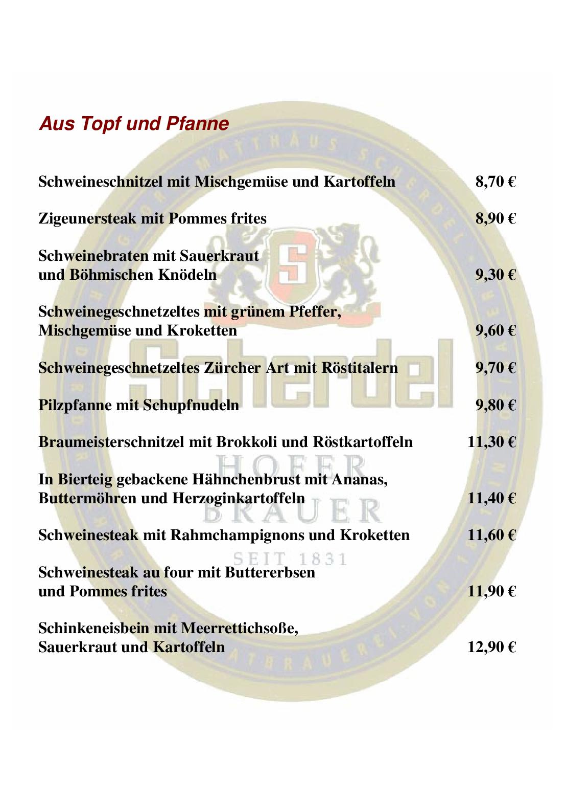 Speisekarte