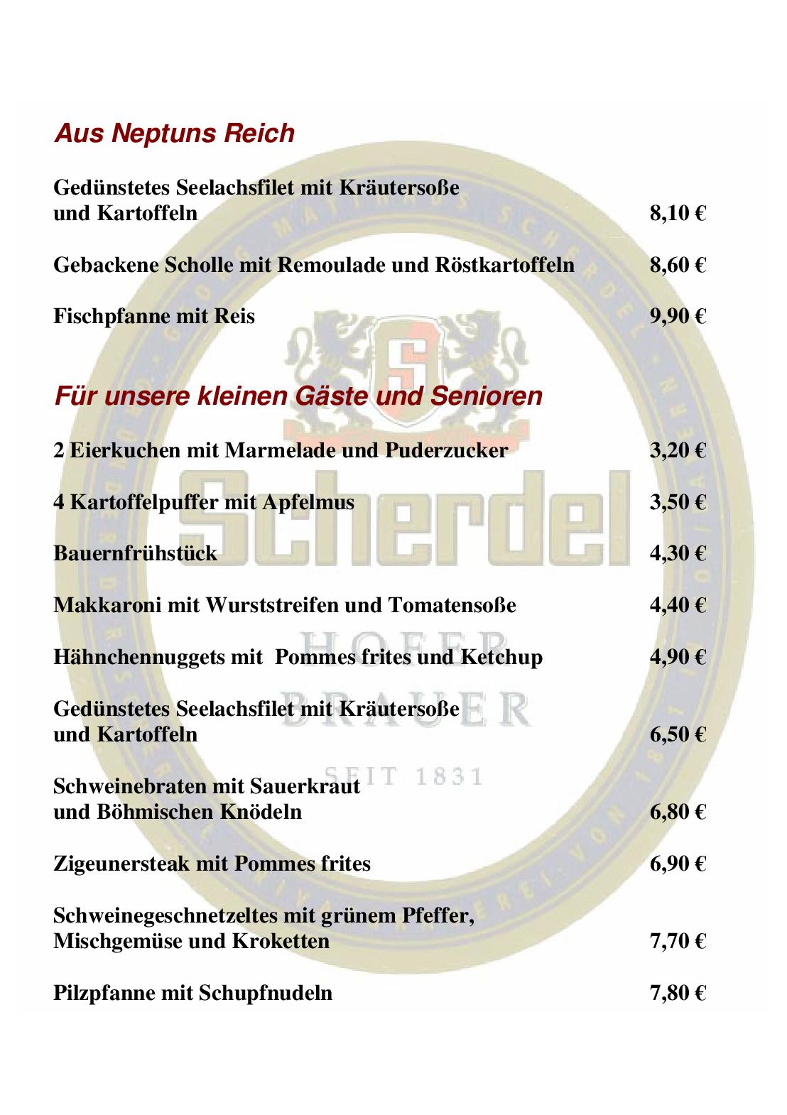 Speisekarte