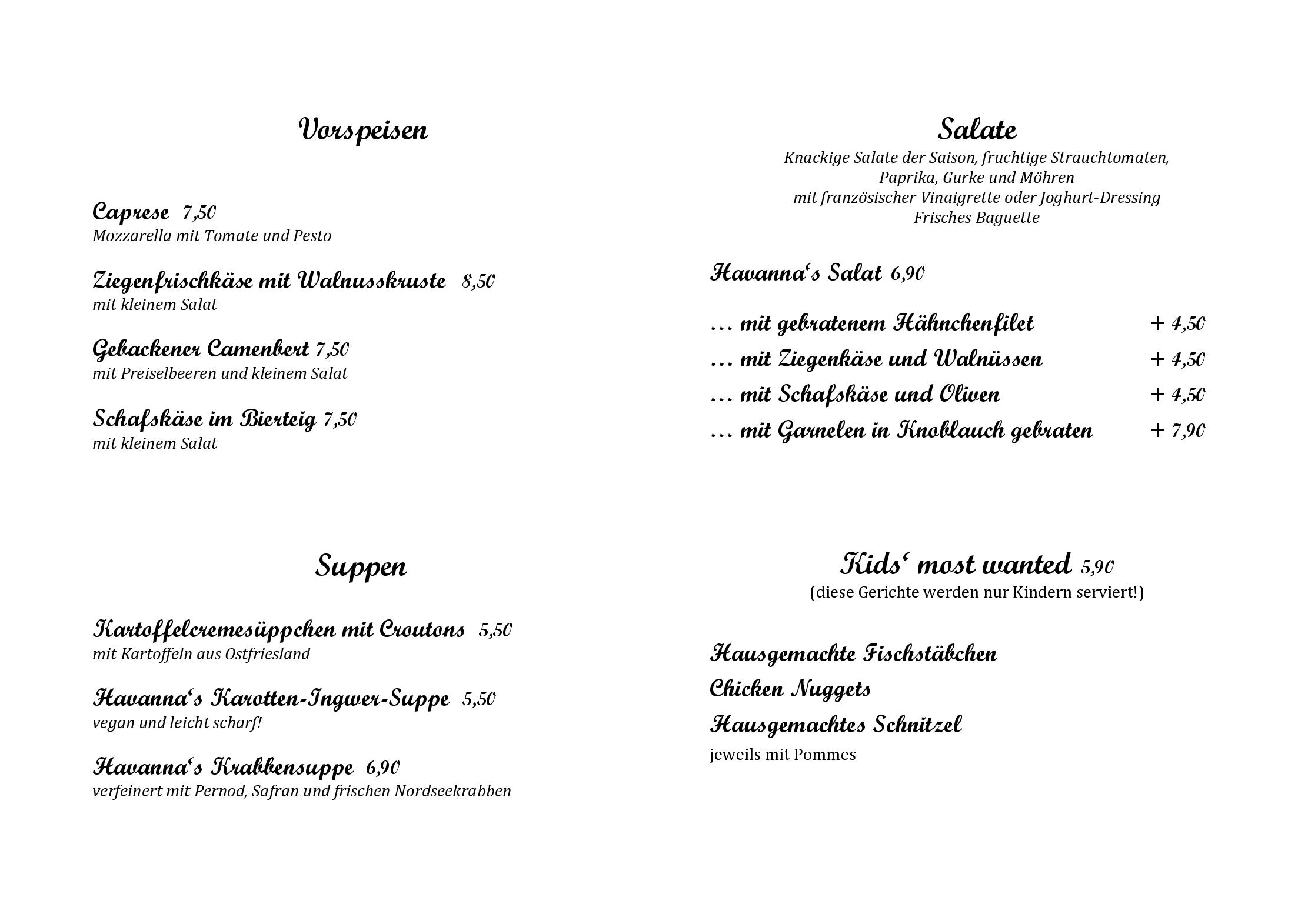 Speisekarte