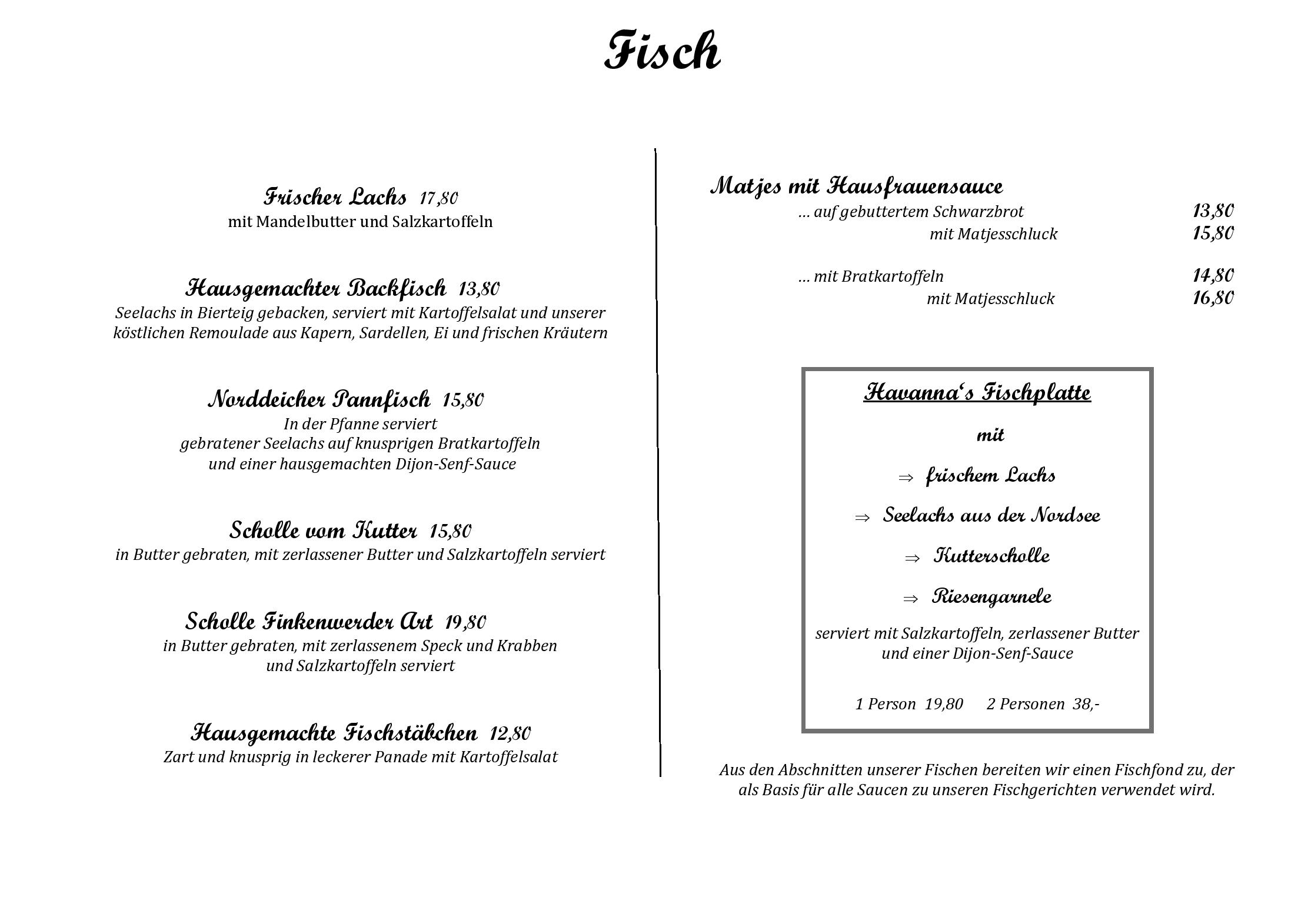 Speisekarte