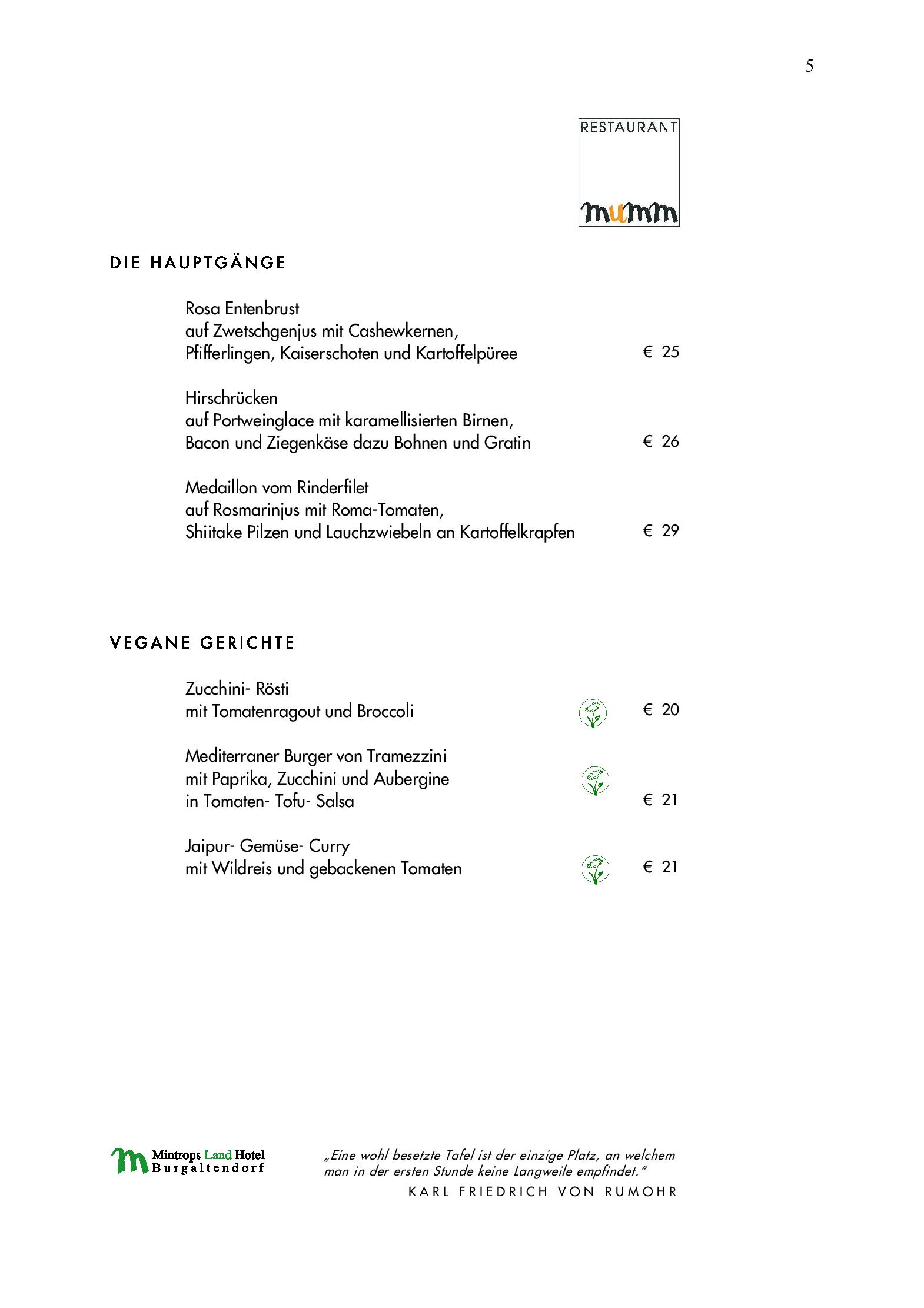 Speisekarte
