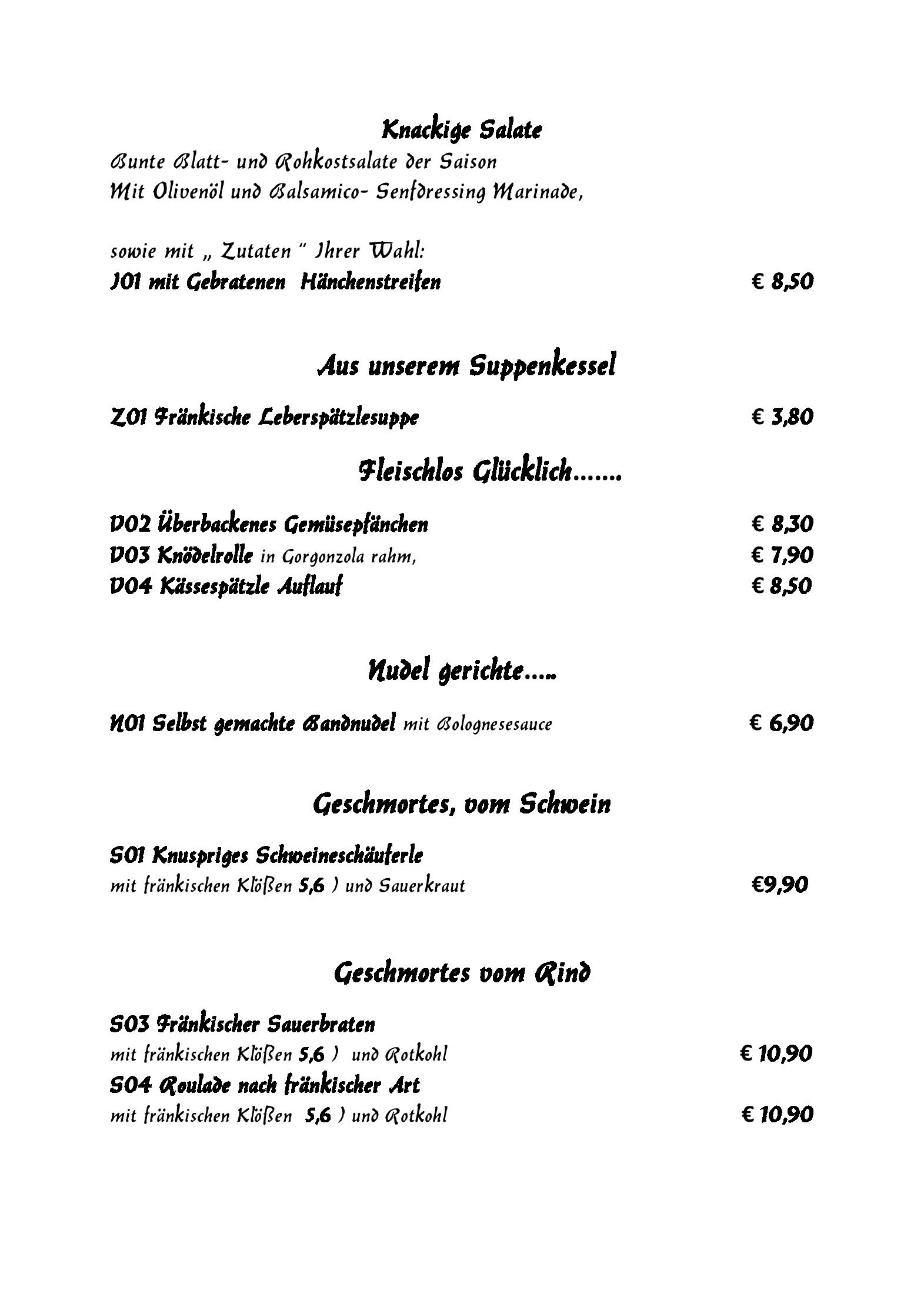 Speisekarte