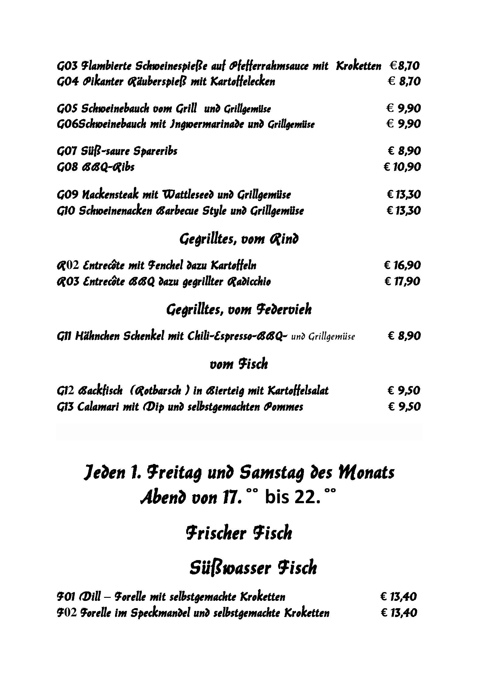 Speisekarte