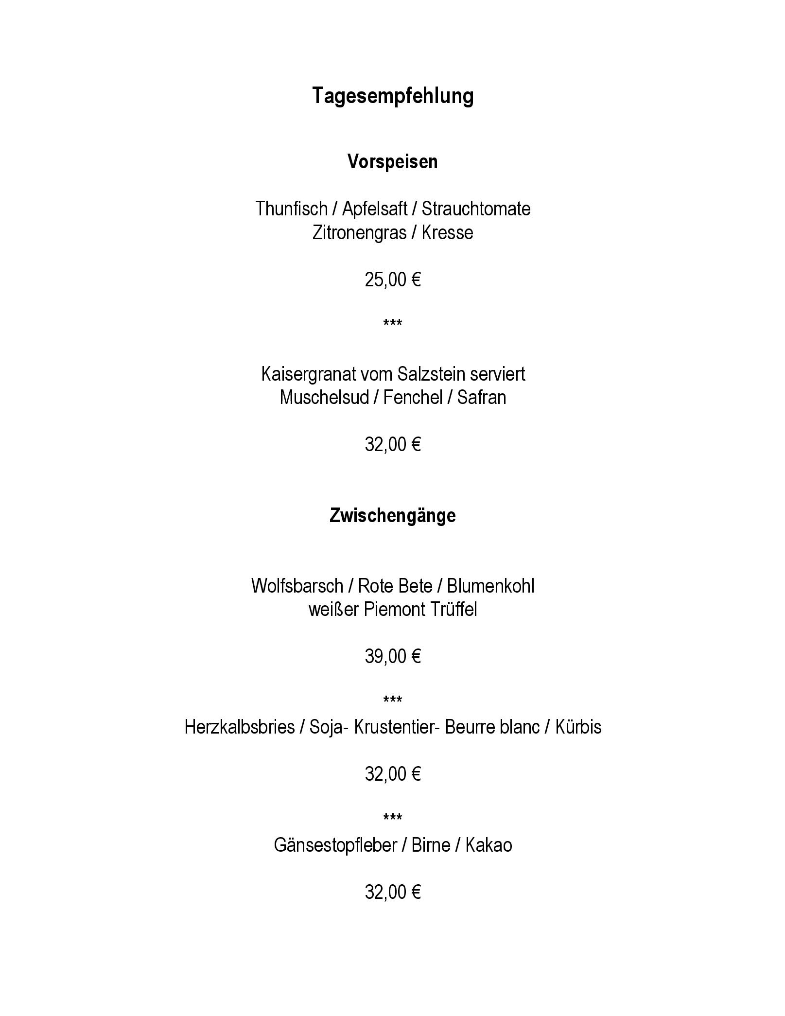 Speisekarte