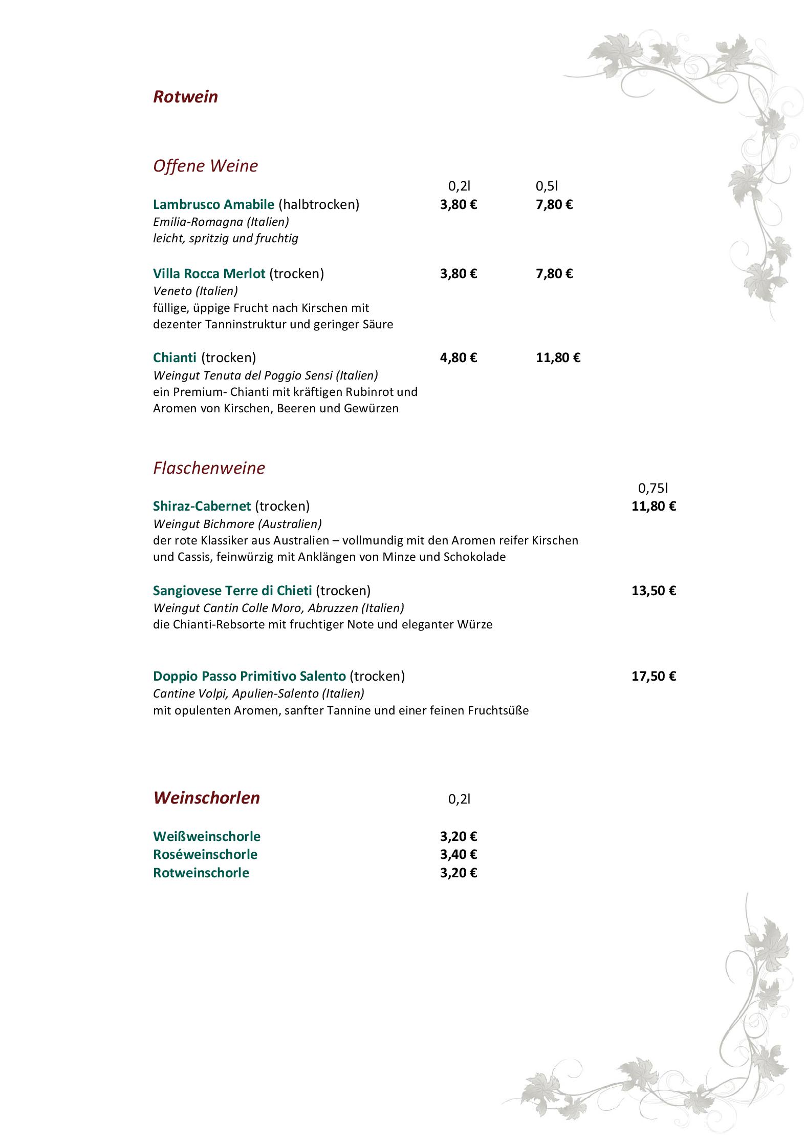 Speisekarte