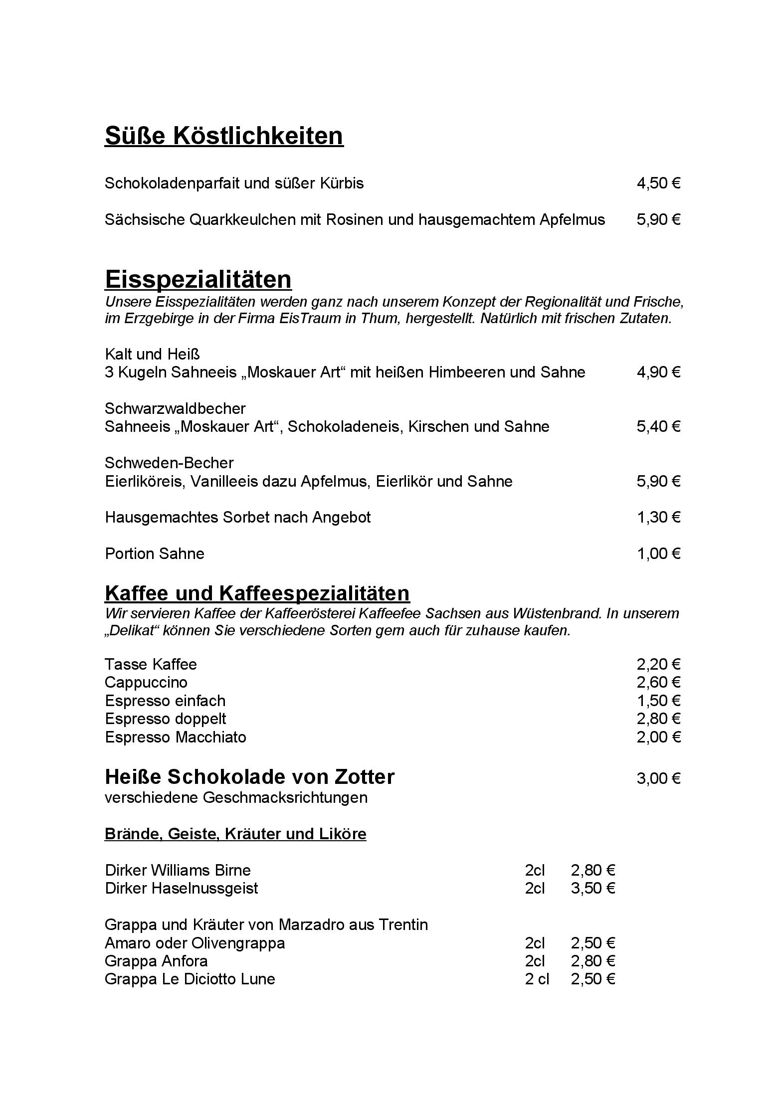 Speisekarte