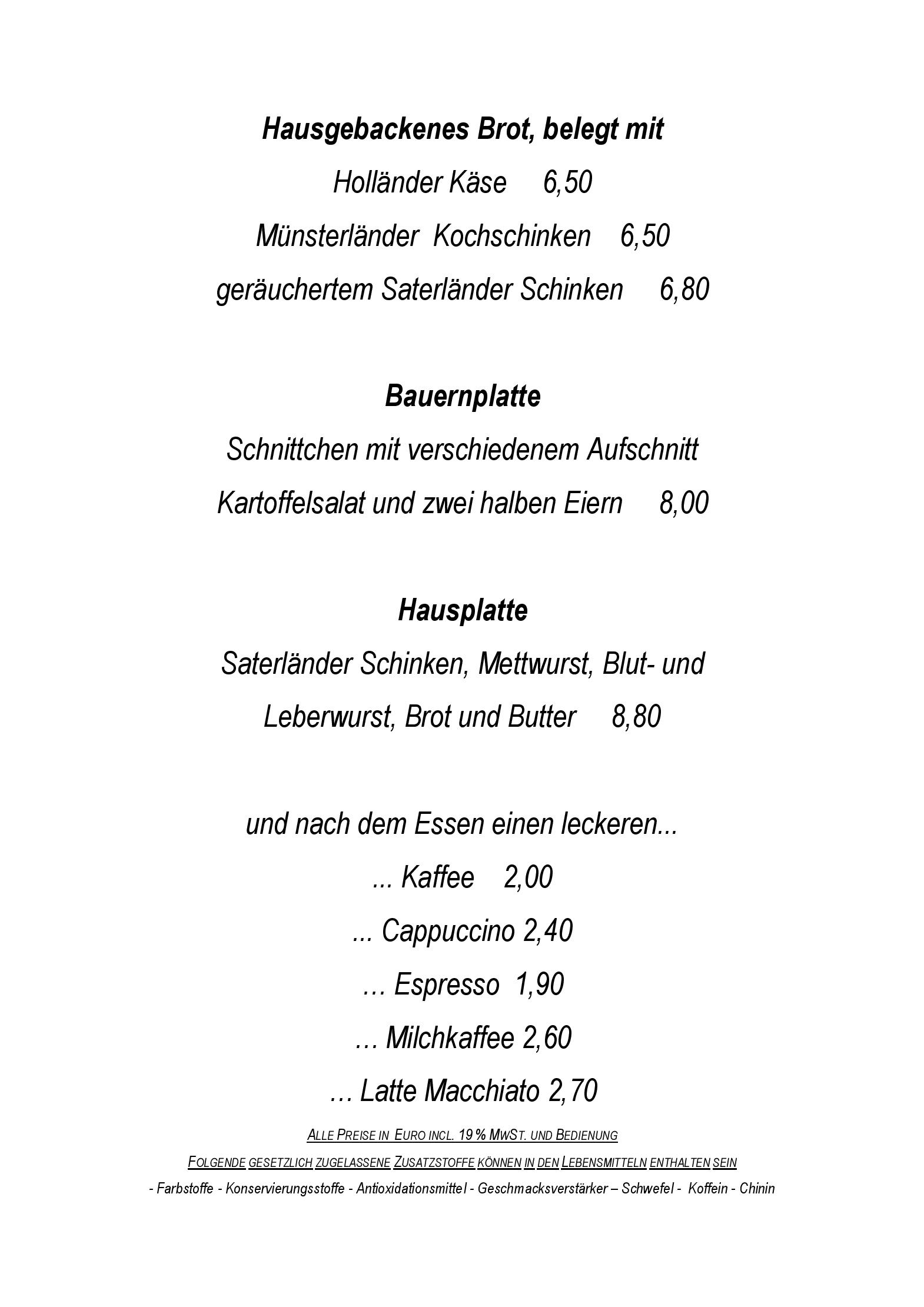 Speisekarte