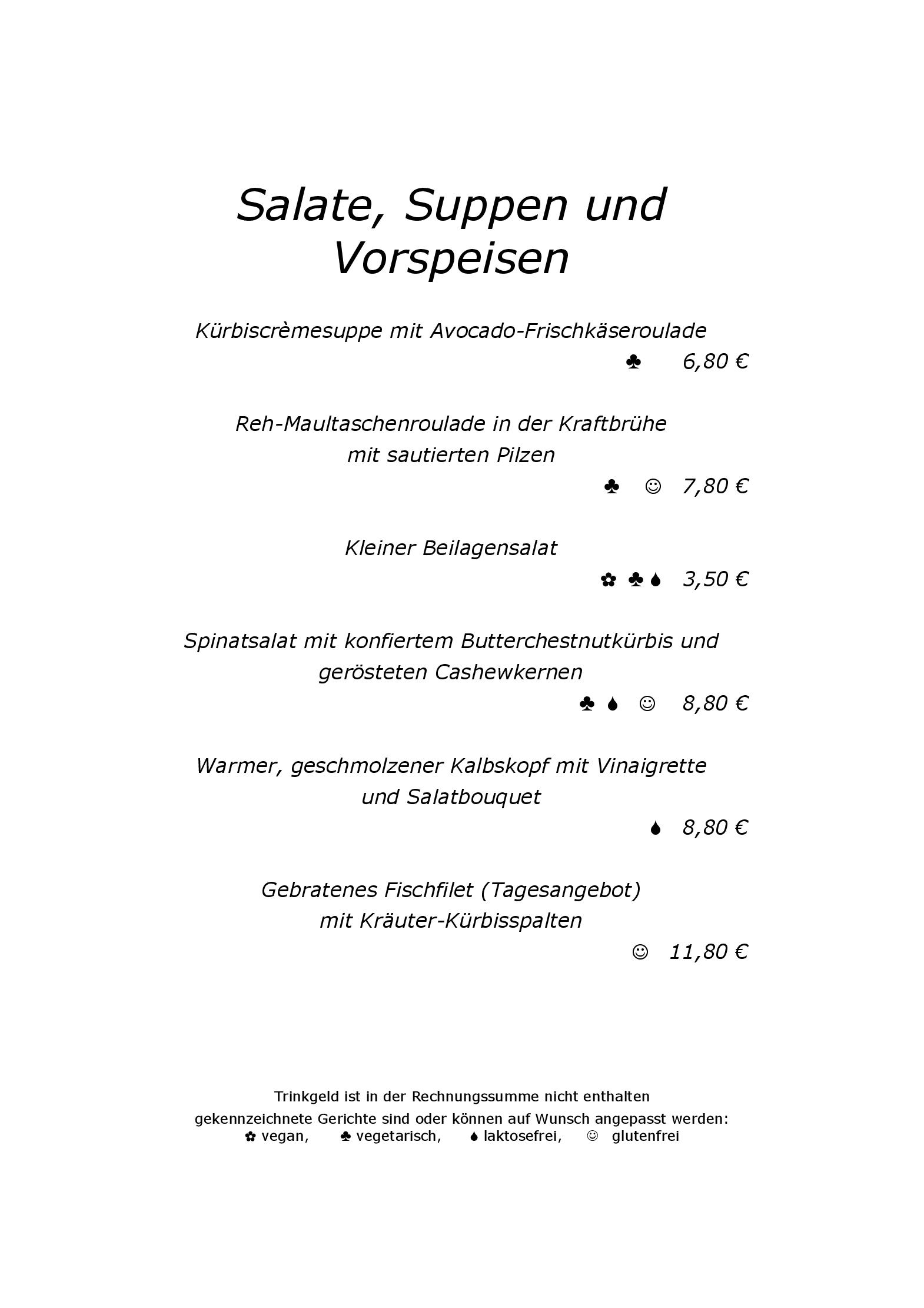 Speisekarte