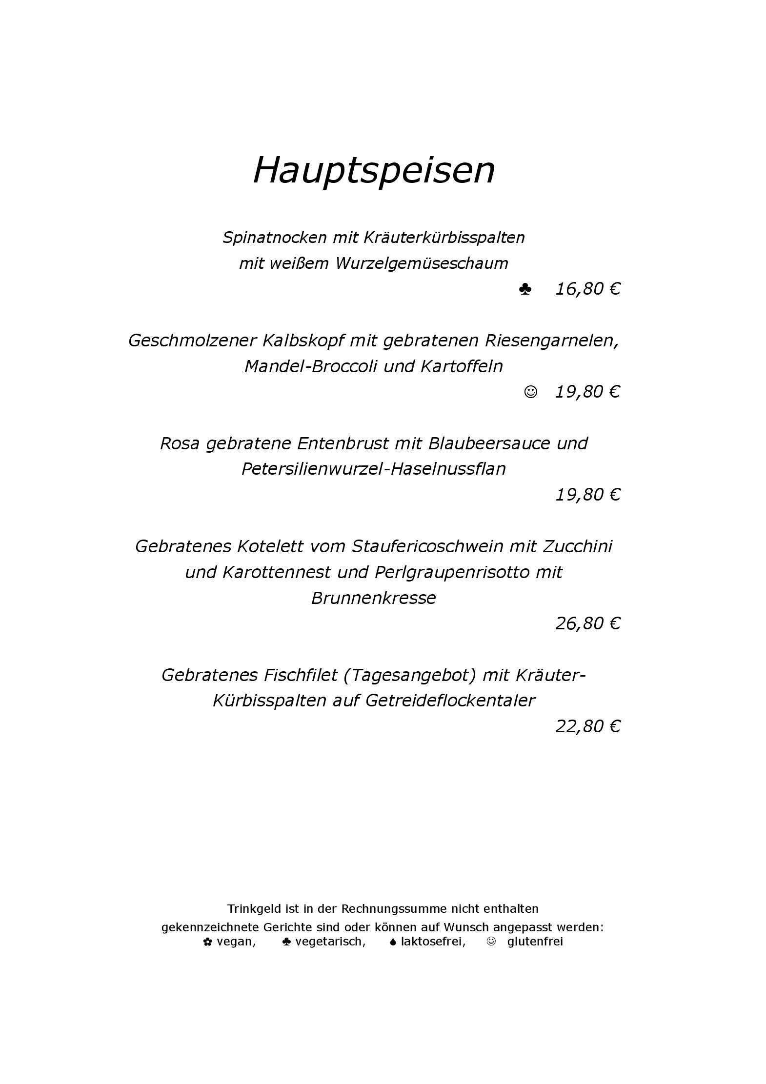 Speisekarte