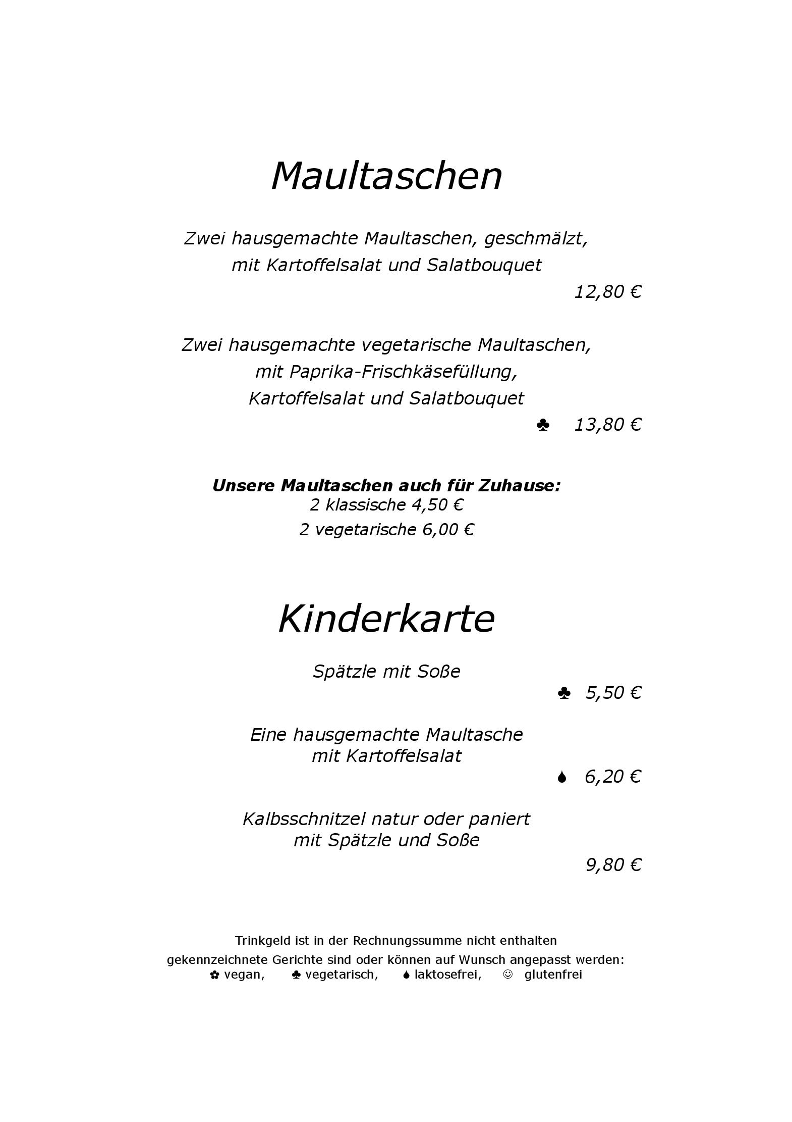 Speisekarte