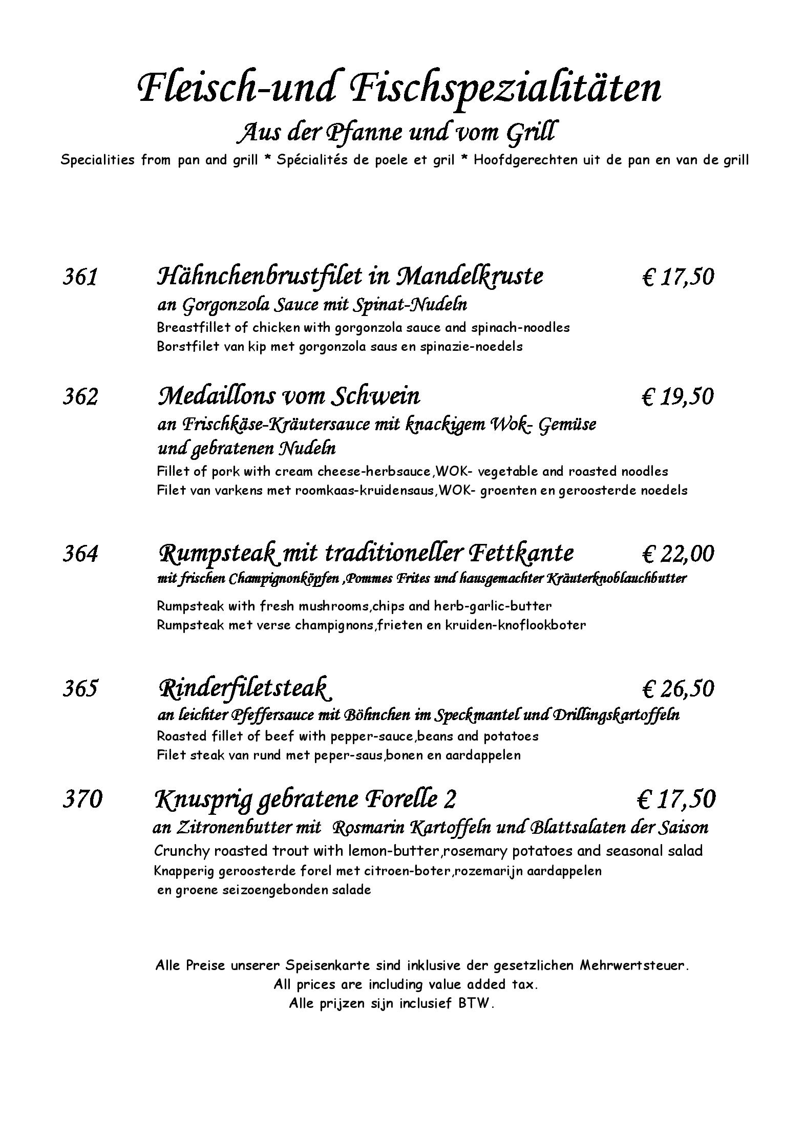 Speisekarte