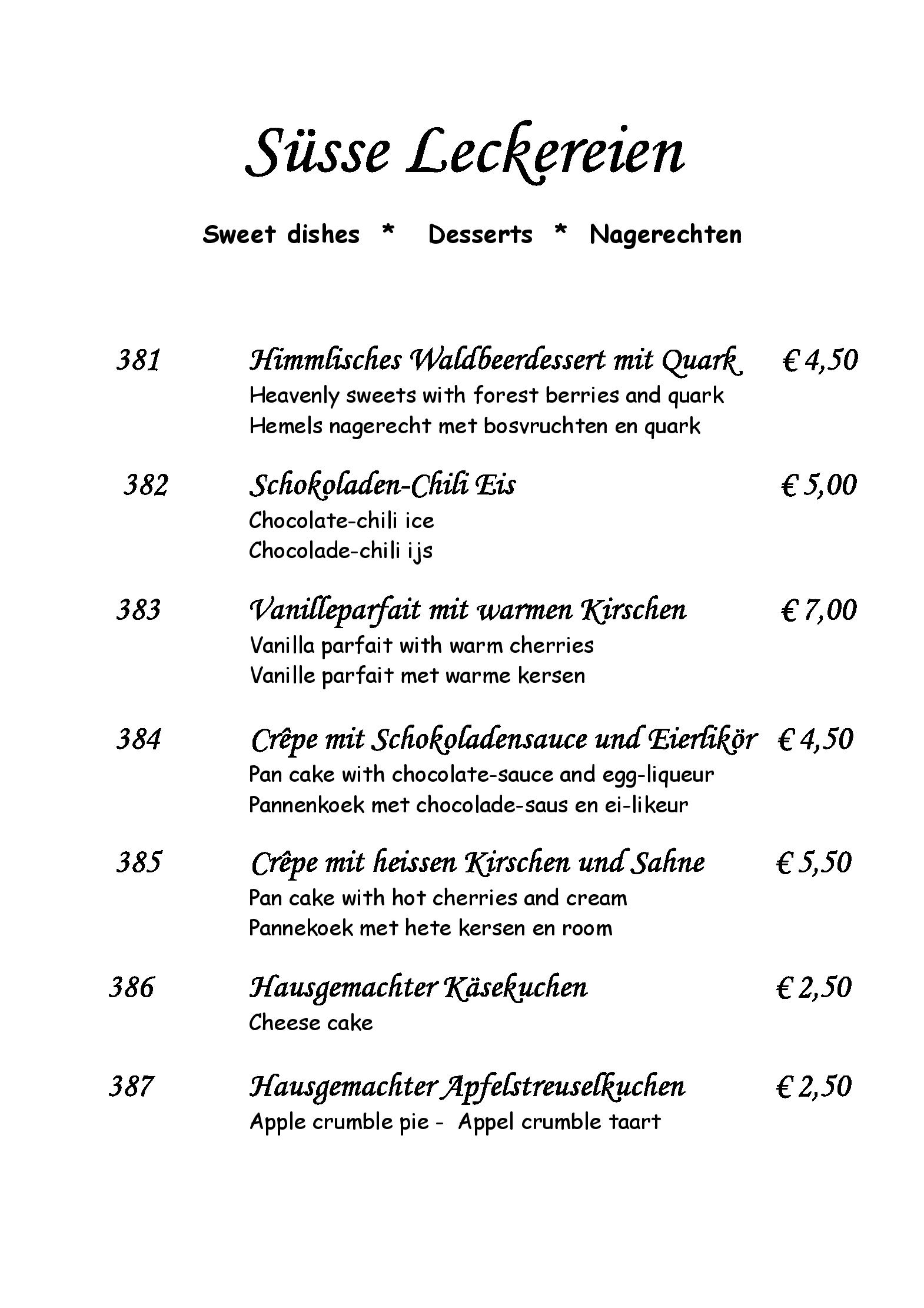 Speisekarte