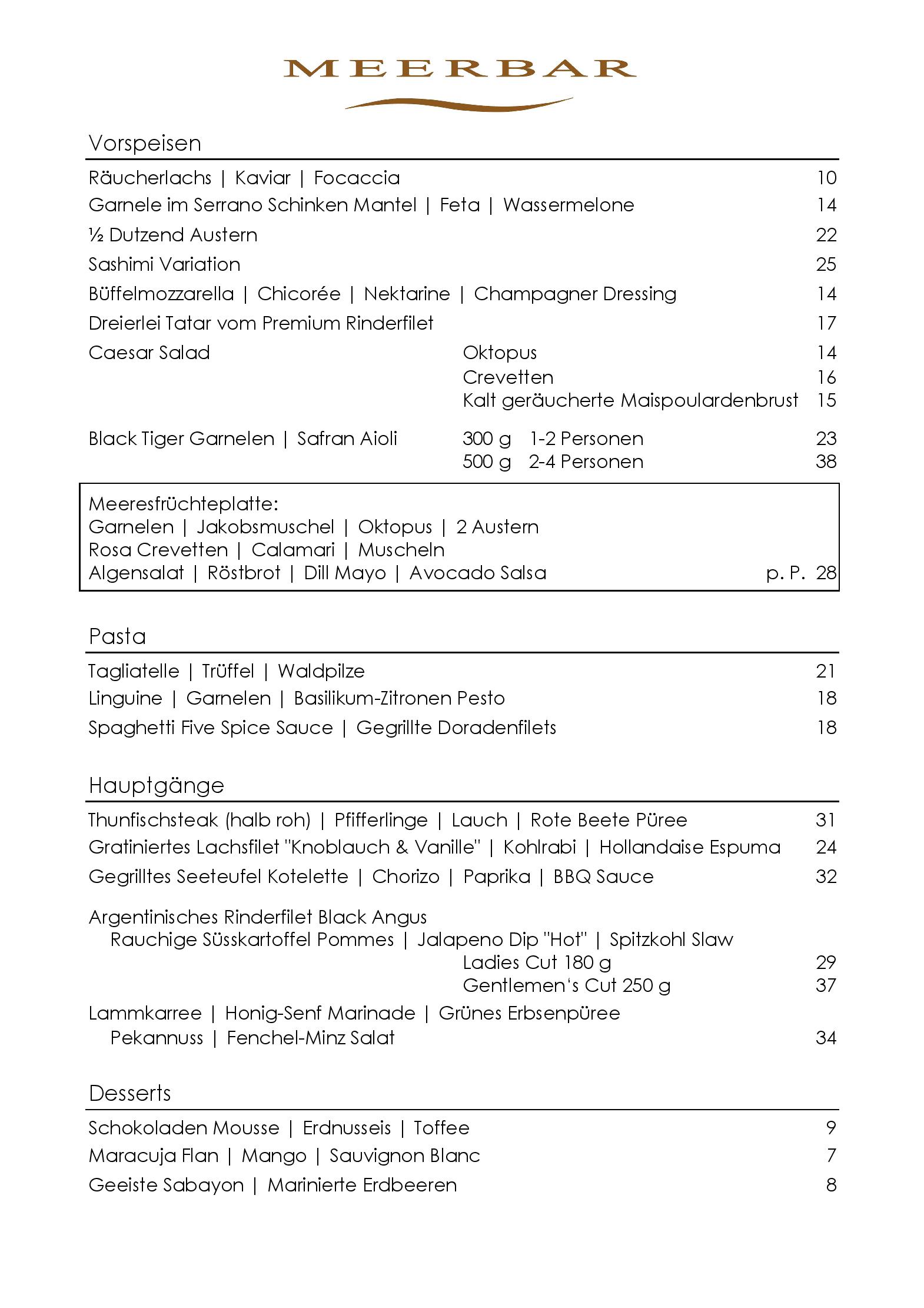 Speisekarte