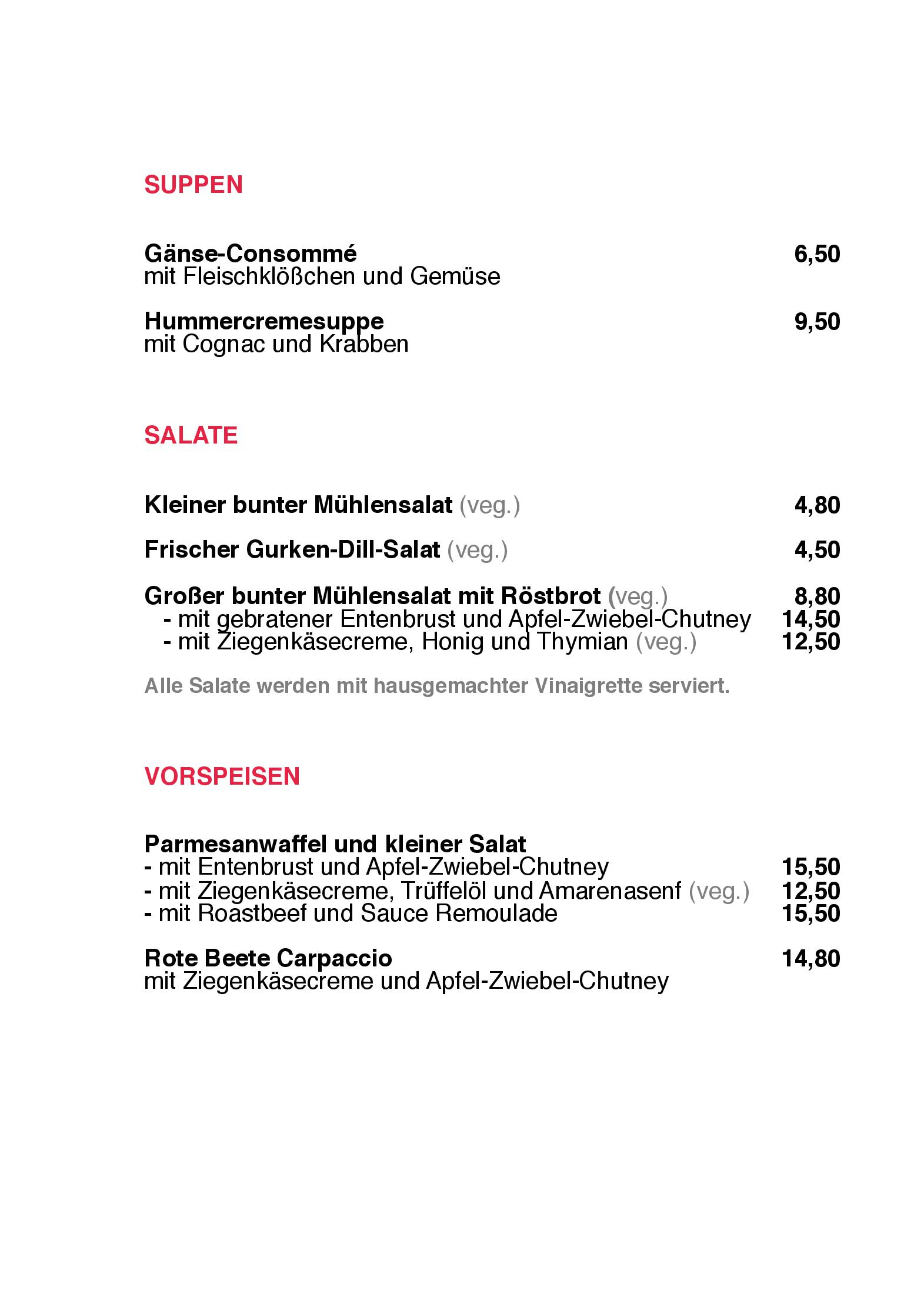 Speisekarte