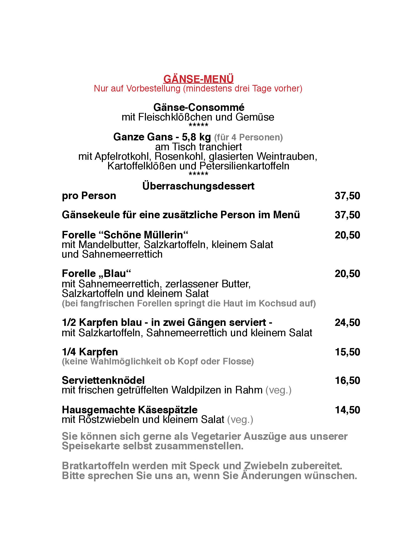 Speisekarte