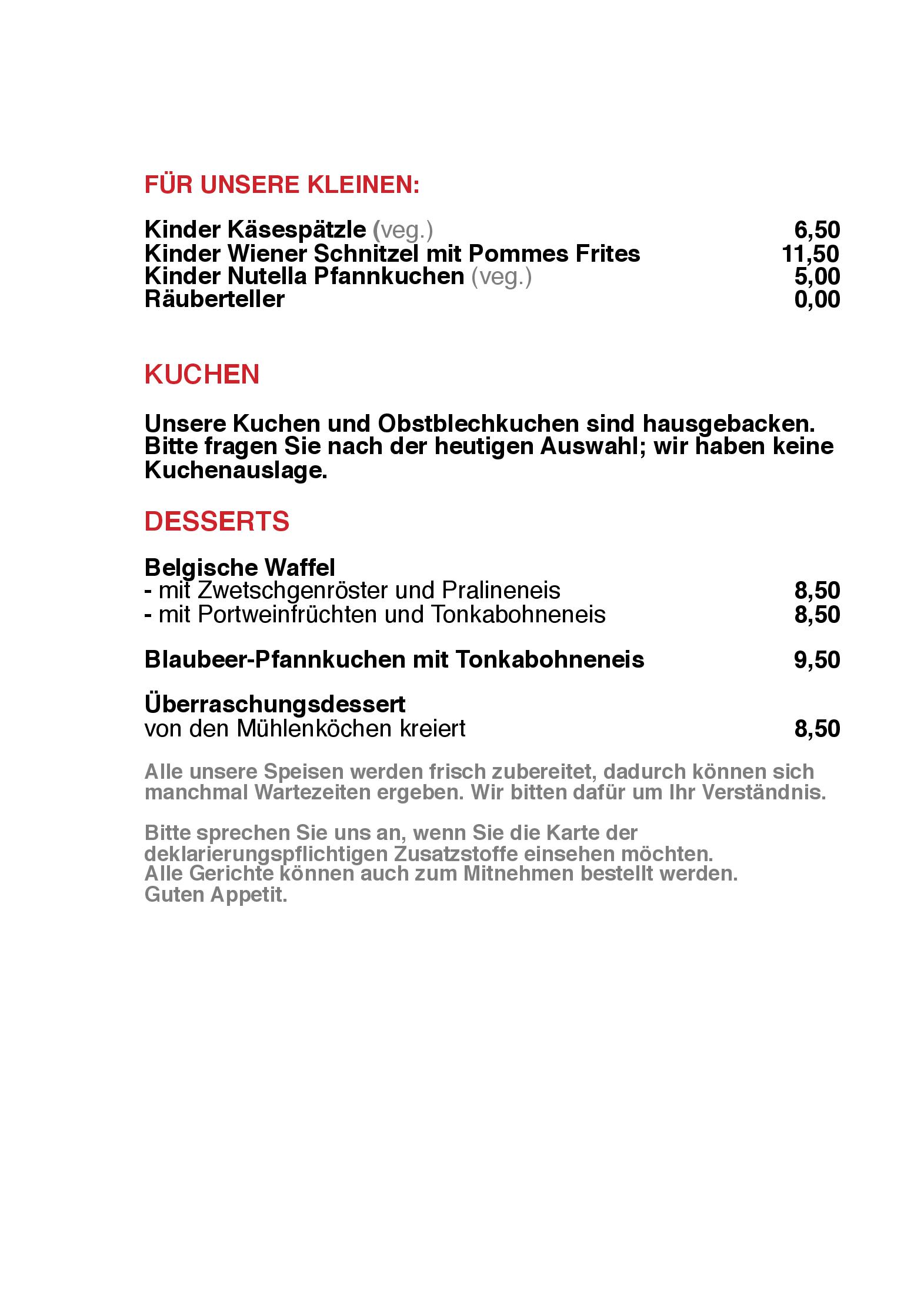 Speisekarte